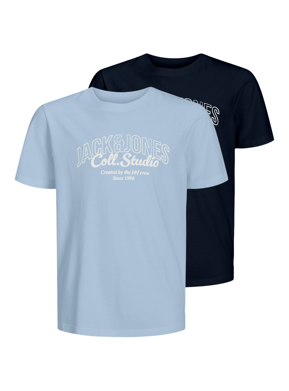 Navy Navy JACK & JONES JUNIOR Jjmakoto T Shirt Short Sleeve Crew Neck 2 Pack - Jack and Jones Junior by Sainsbury's