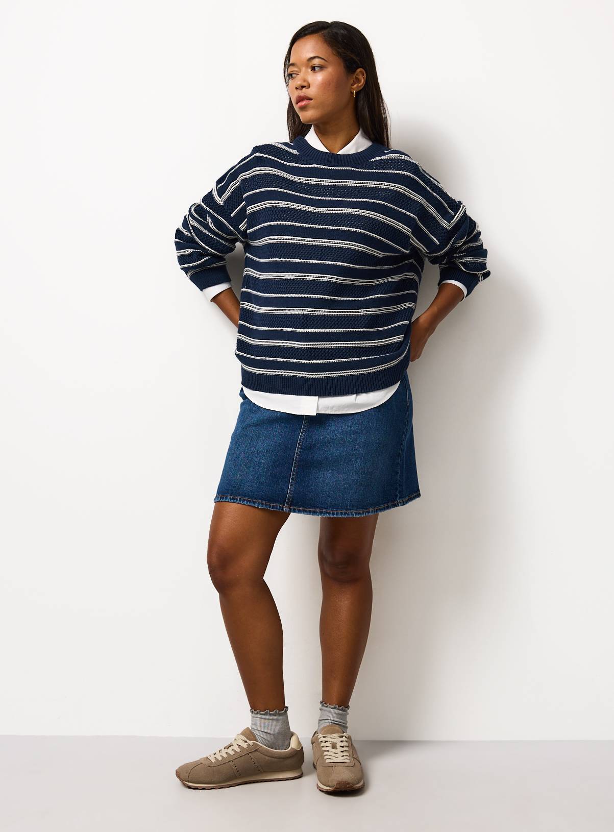 Navy Nautical Stripe Oversized Jumper 10 - Image 2