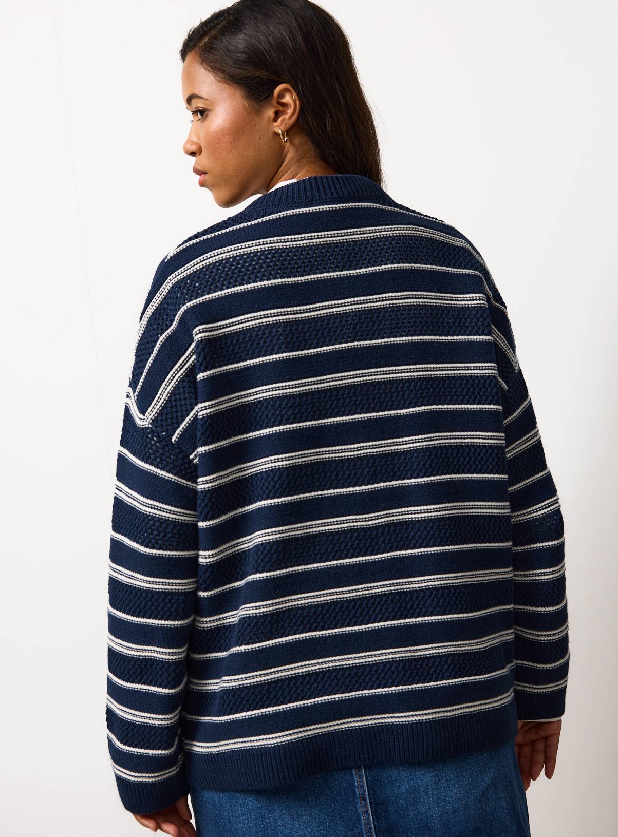 Navy Nautical Stripe Oversized Jumper 10 - Image 4