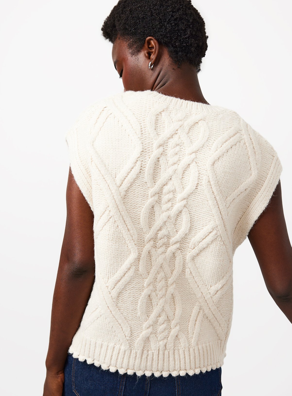 Neutral Bobble Cable Knit Oversized Tank  XXL - Image 4 thumbnail