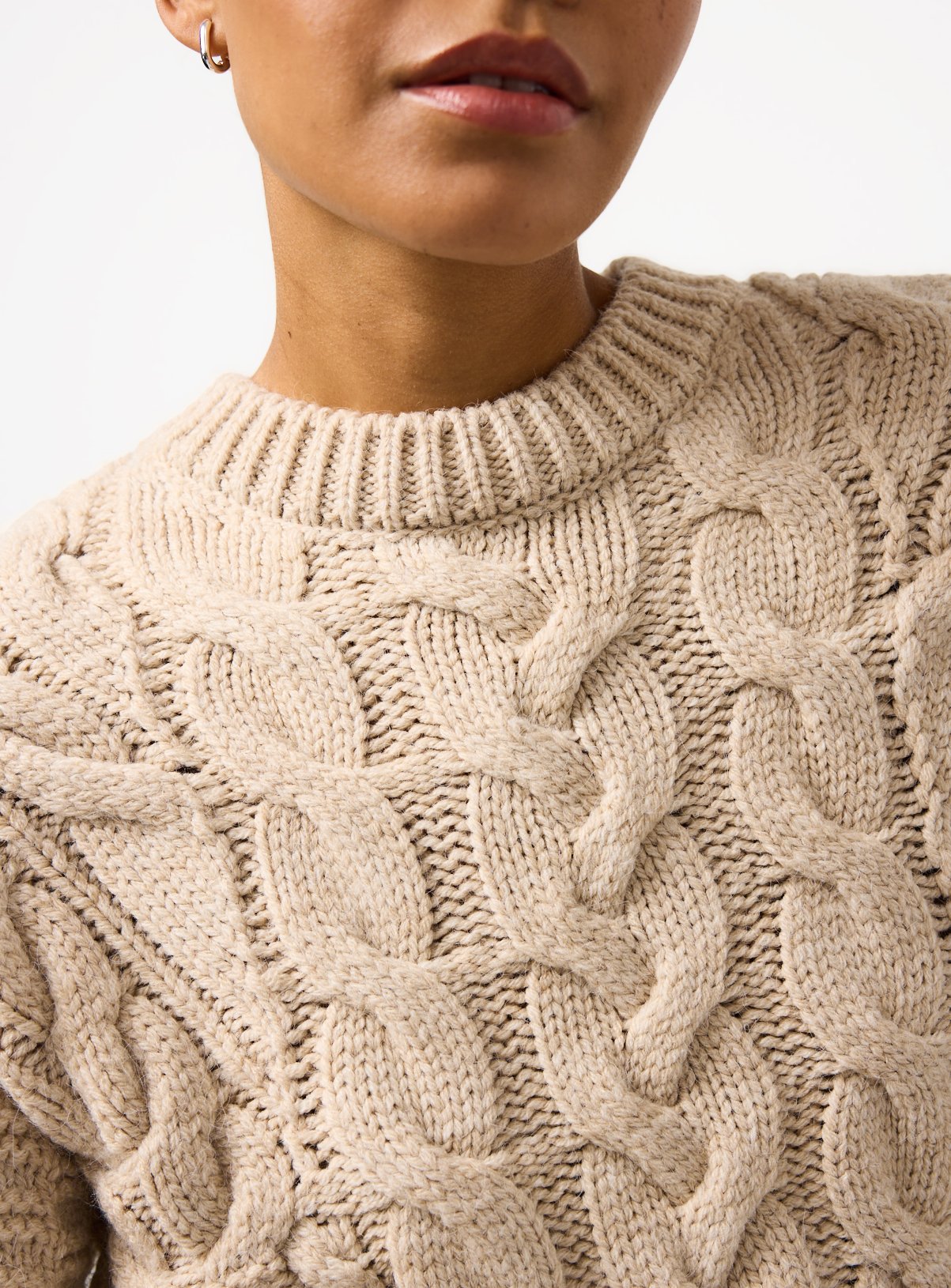 Neutral Oversized Cable Knitted Jumper XL - Image 2 thumbnail
