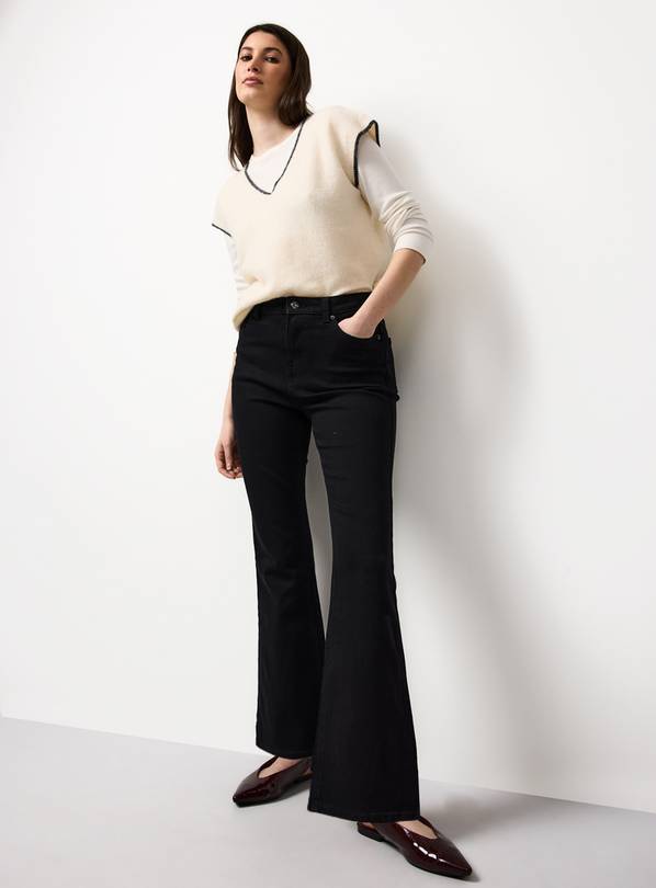 Black Denim Slim Fit Flares 18R