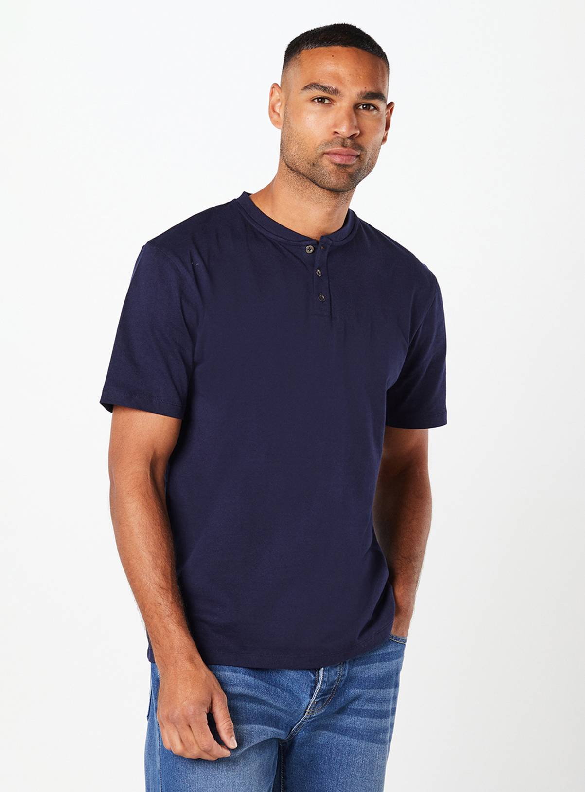 BURTON Navy Grandad Neck T Shirt S - Image 1