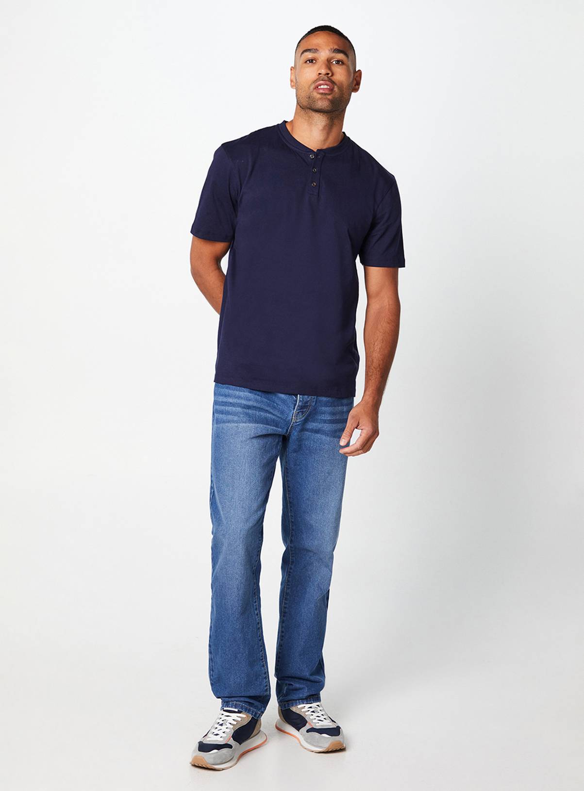BURTON Navy Grandad Neck T Shirt S - Image 2