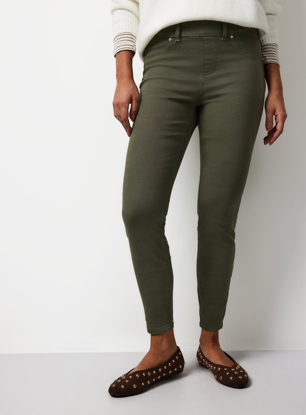 Khaki Mid Rise Jeggings 6 - Image 2 thumbnail