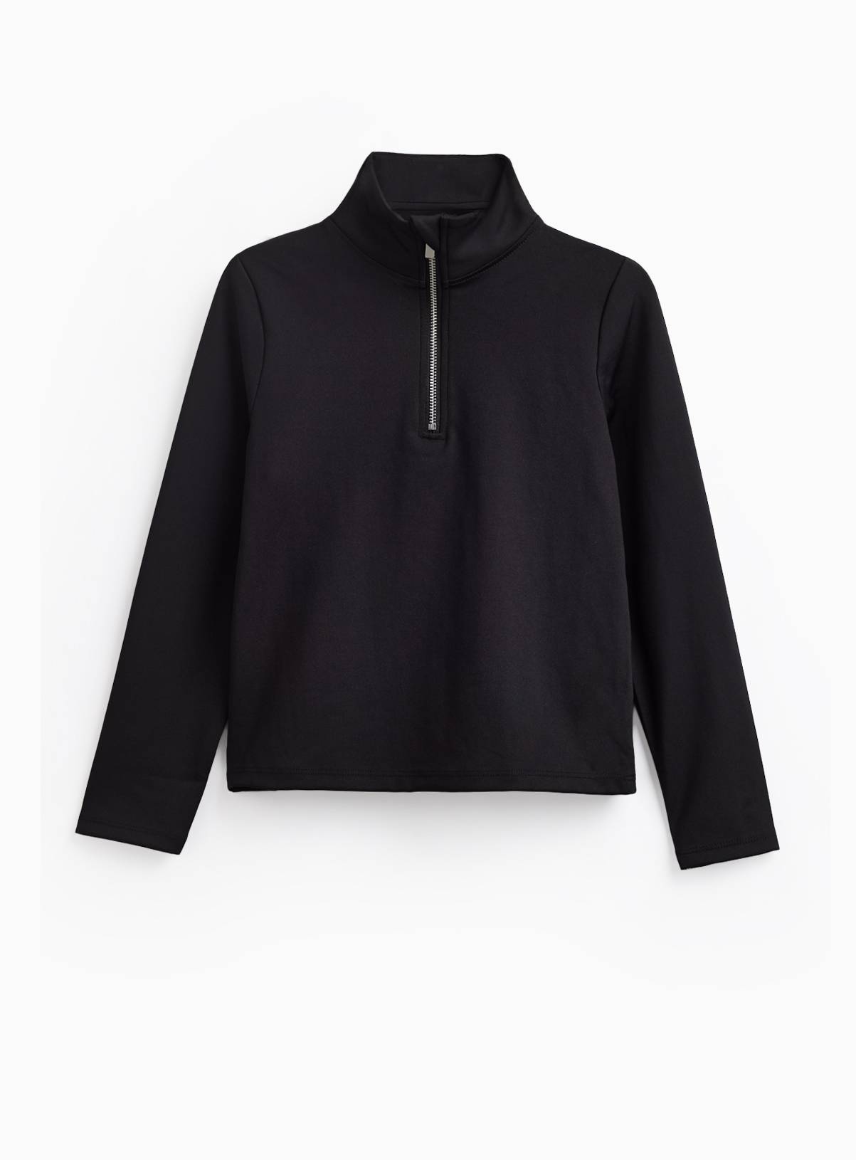 Black Polyester Elastane Quarter Zip Funnel Neck Top 8 years - Image 3