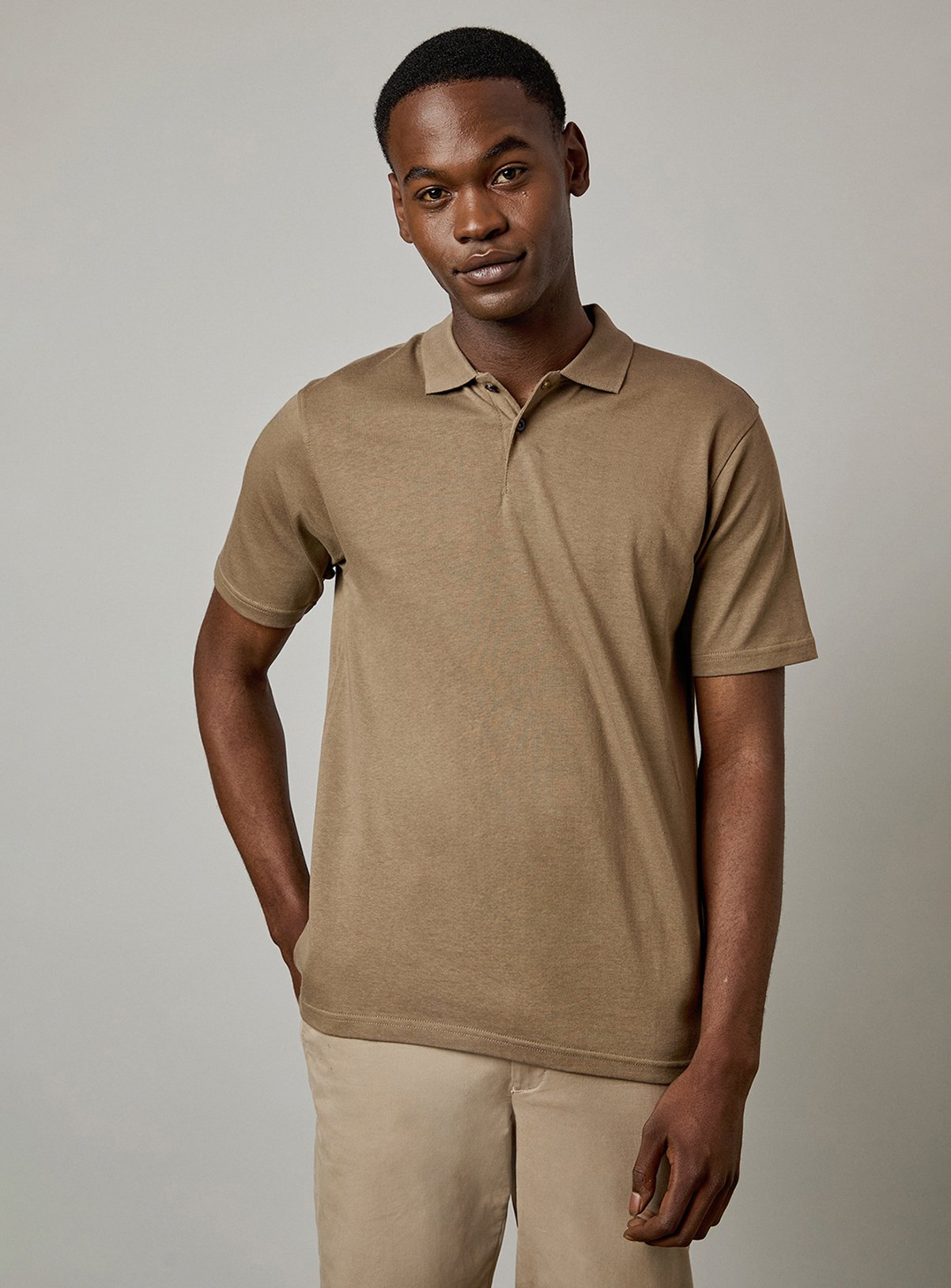 Men's BURTON Taupe Jersey Polo Shirt