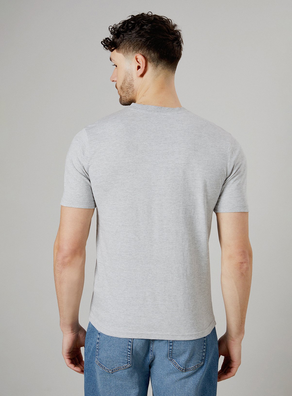 BURTON Grey Marl Grandad Neck T Shirt XL - Image 5 thumbnail