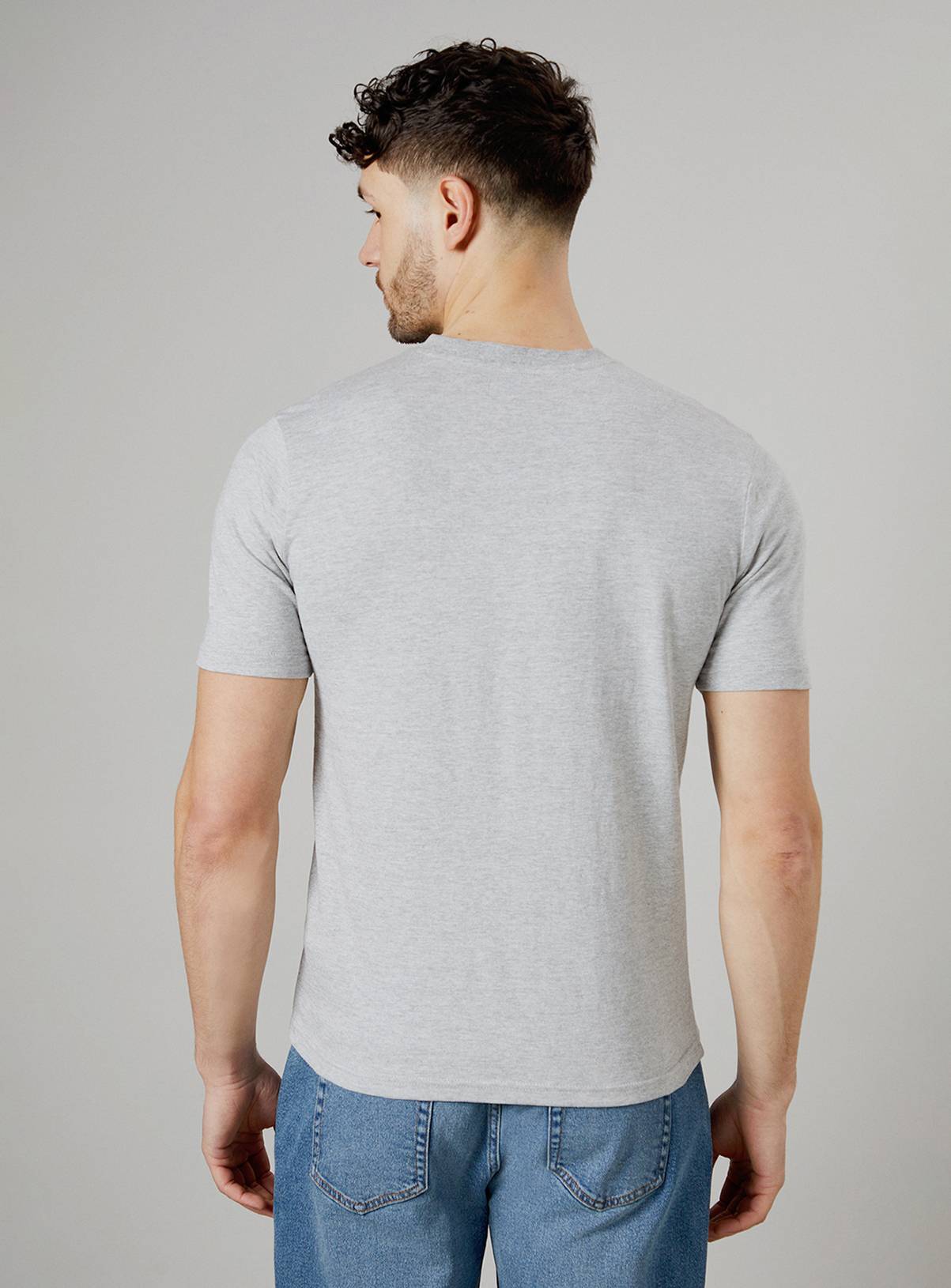 BURTON Grey Marl Grandad Neck T Shirt XL - Image 5