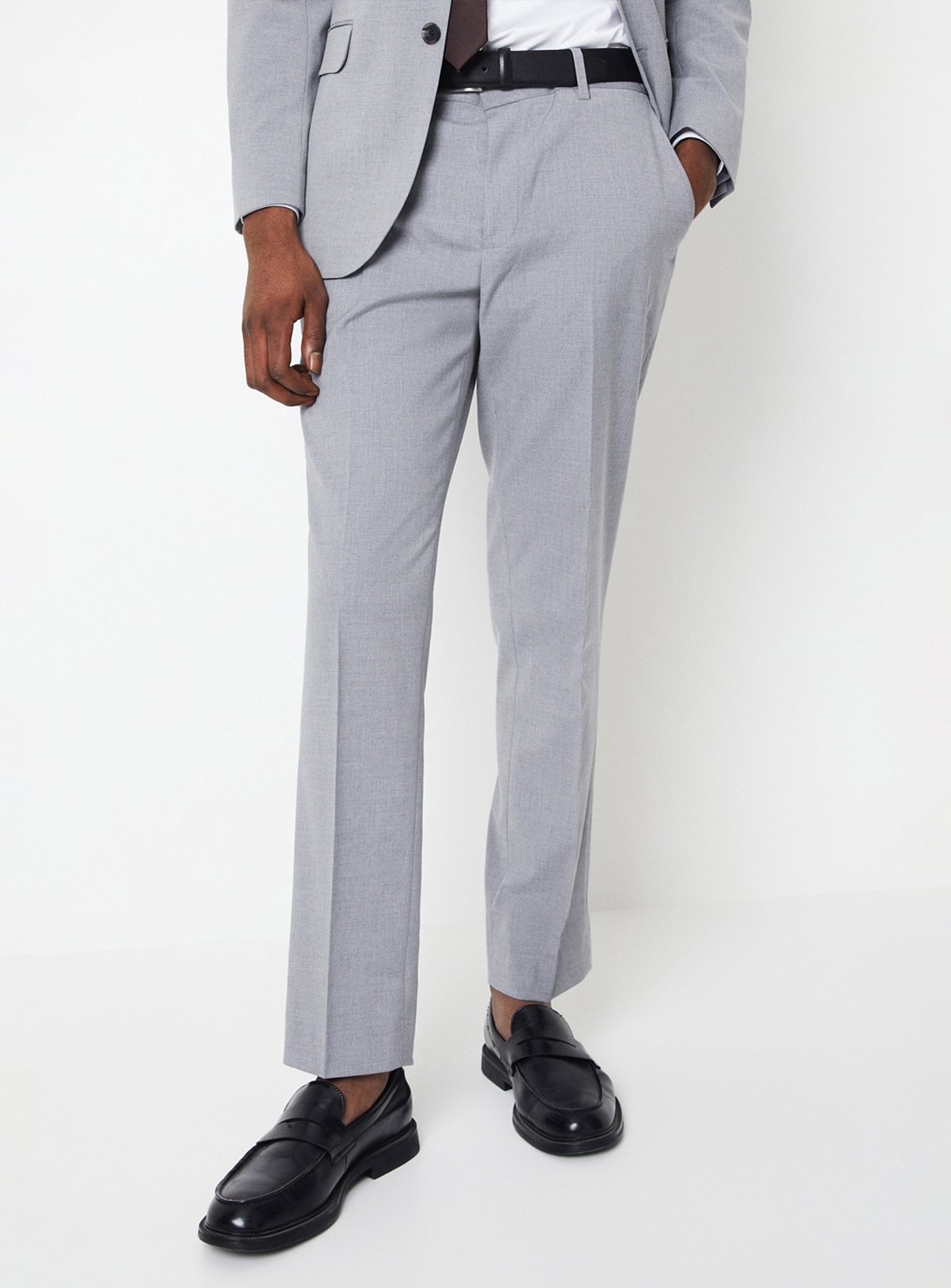Men's Grey BURTON Tailored Fit Essential Suit Trousers