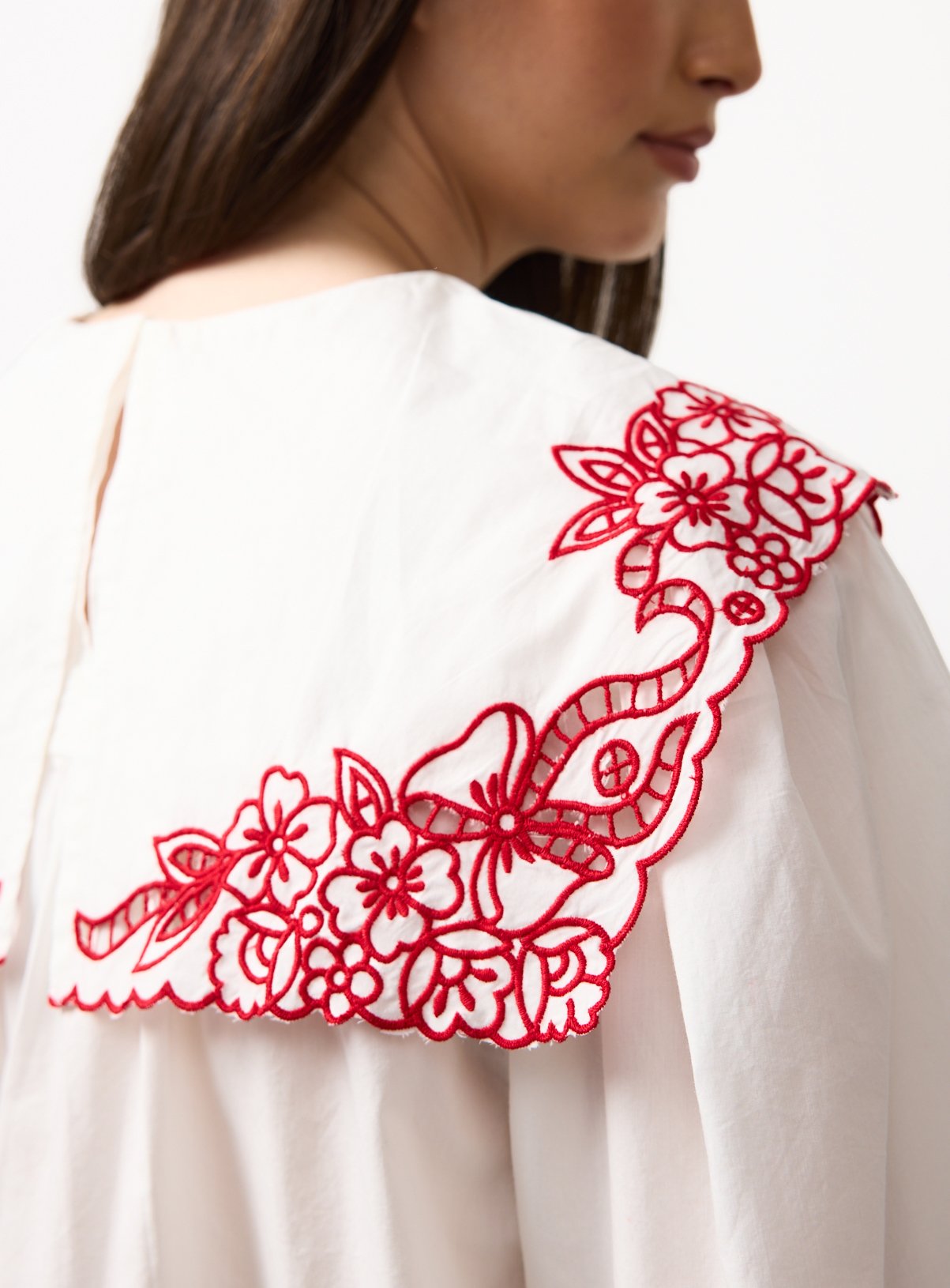 Mini Me White Floral Detail Collared Blouse 20 - Image 2 thumbnail