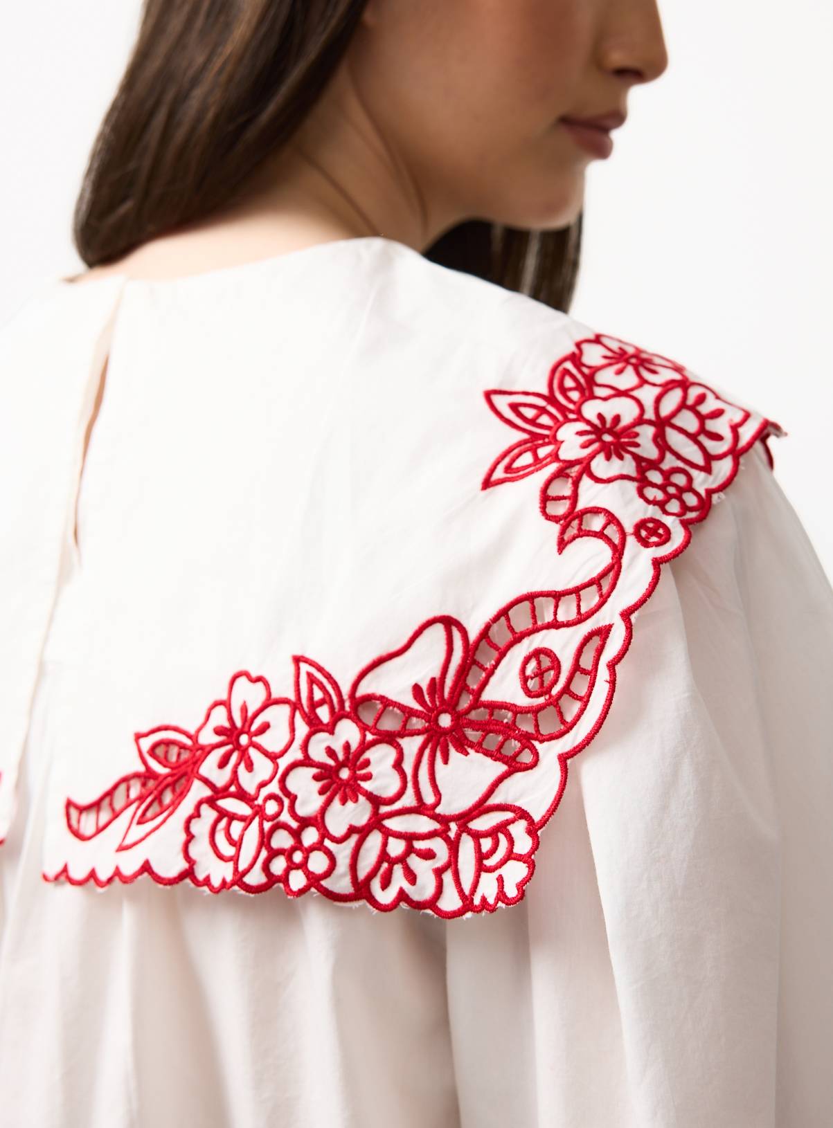 Mini Me White Floral Detail Collared Blouse 20 - Image 2