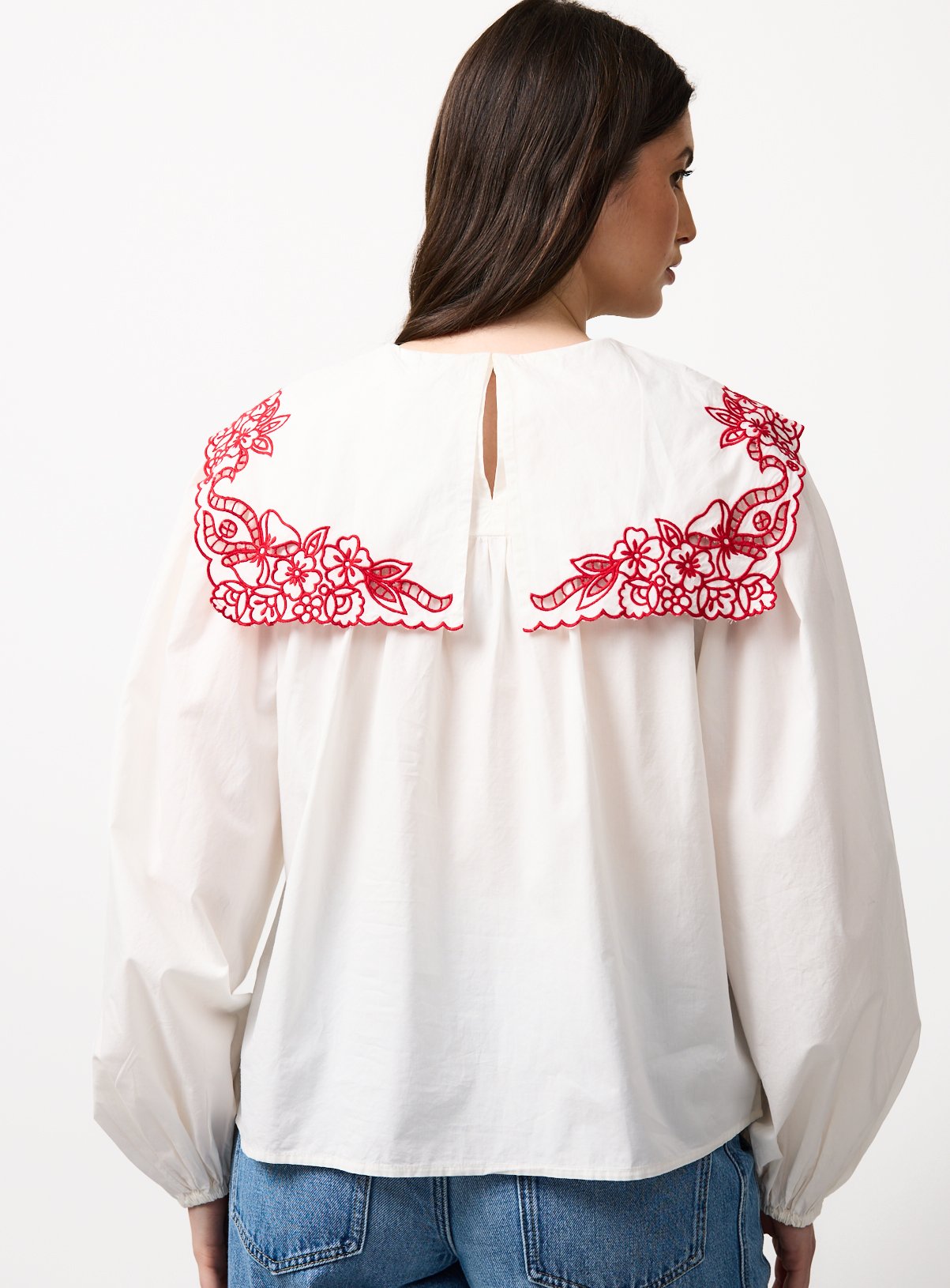 Mini Me White Floral Detail Collared Blouse 20 - Image 4 thumbnail