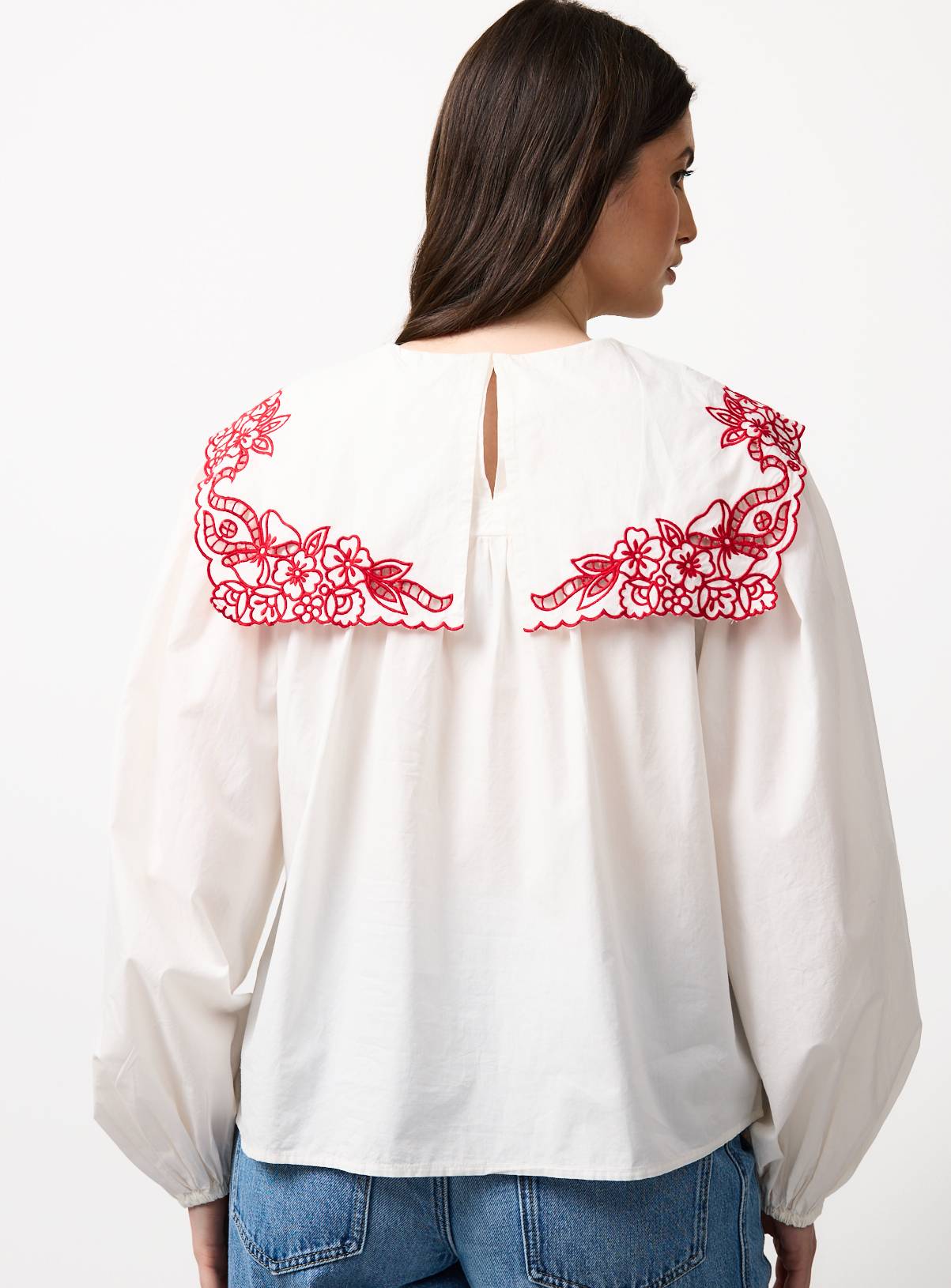 Mini Me White Floral Detail Collared Blouse 20 - Image 4