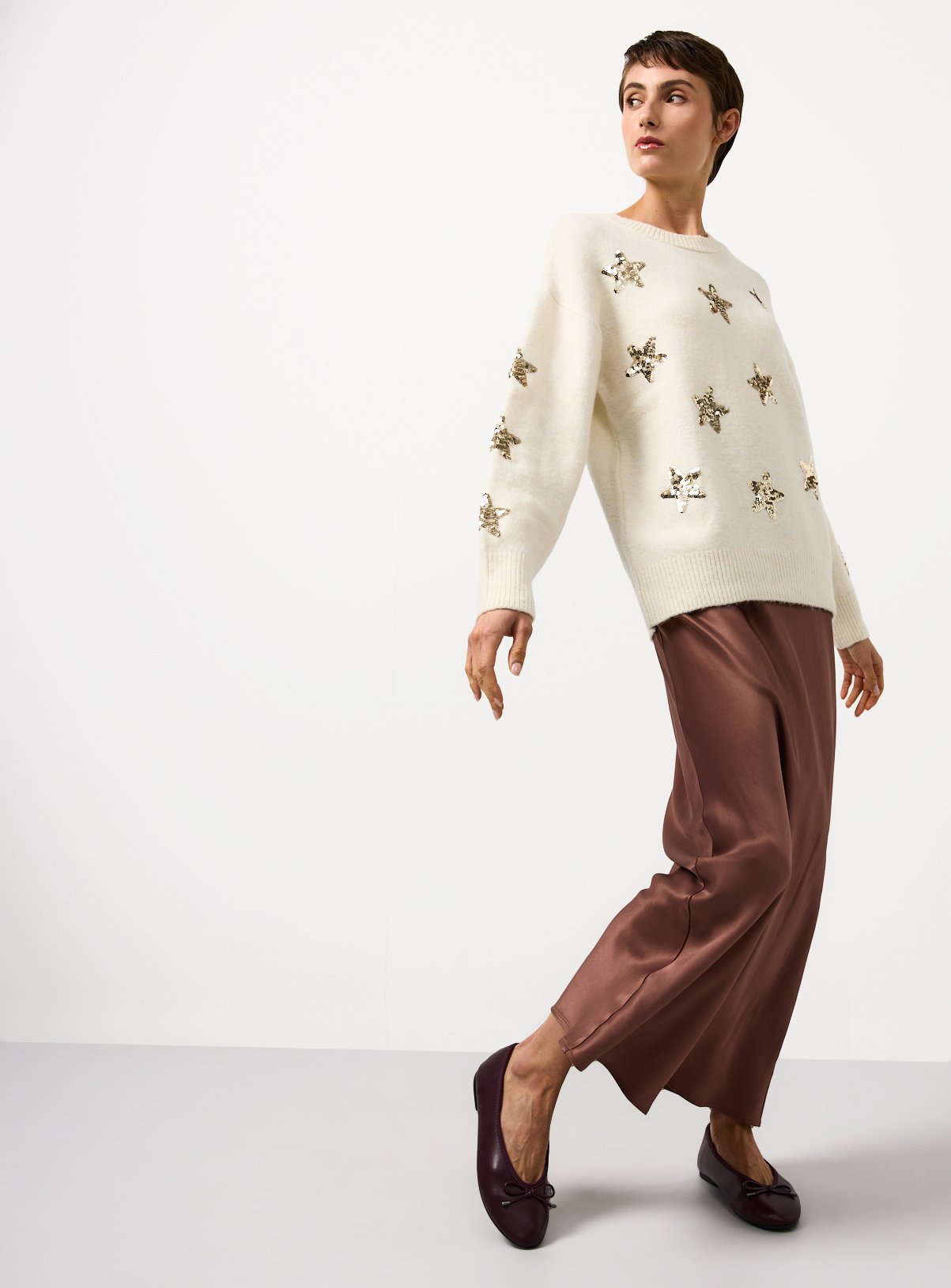 Cream Christmas Star Sequin Embellished Jumper 8 - Image 2 thumbnail
