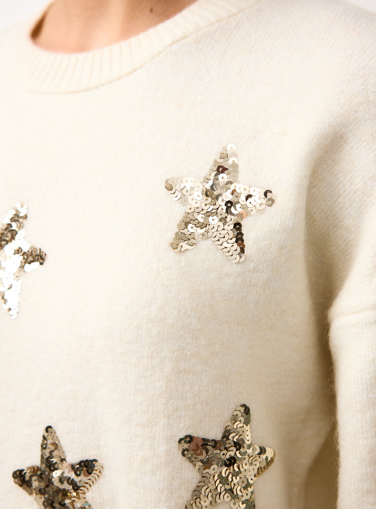 Cream Christmas Star Sequin Embellished Jumper 8 - Image 3 thumbnail