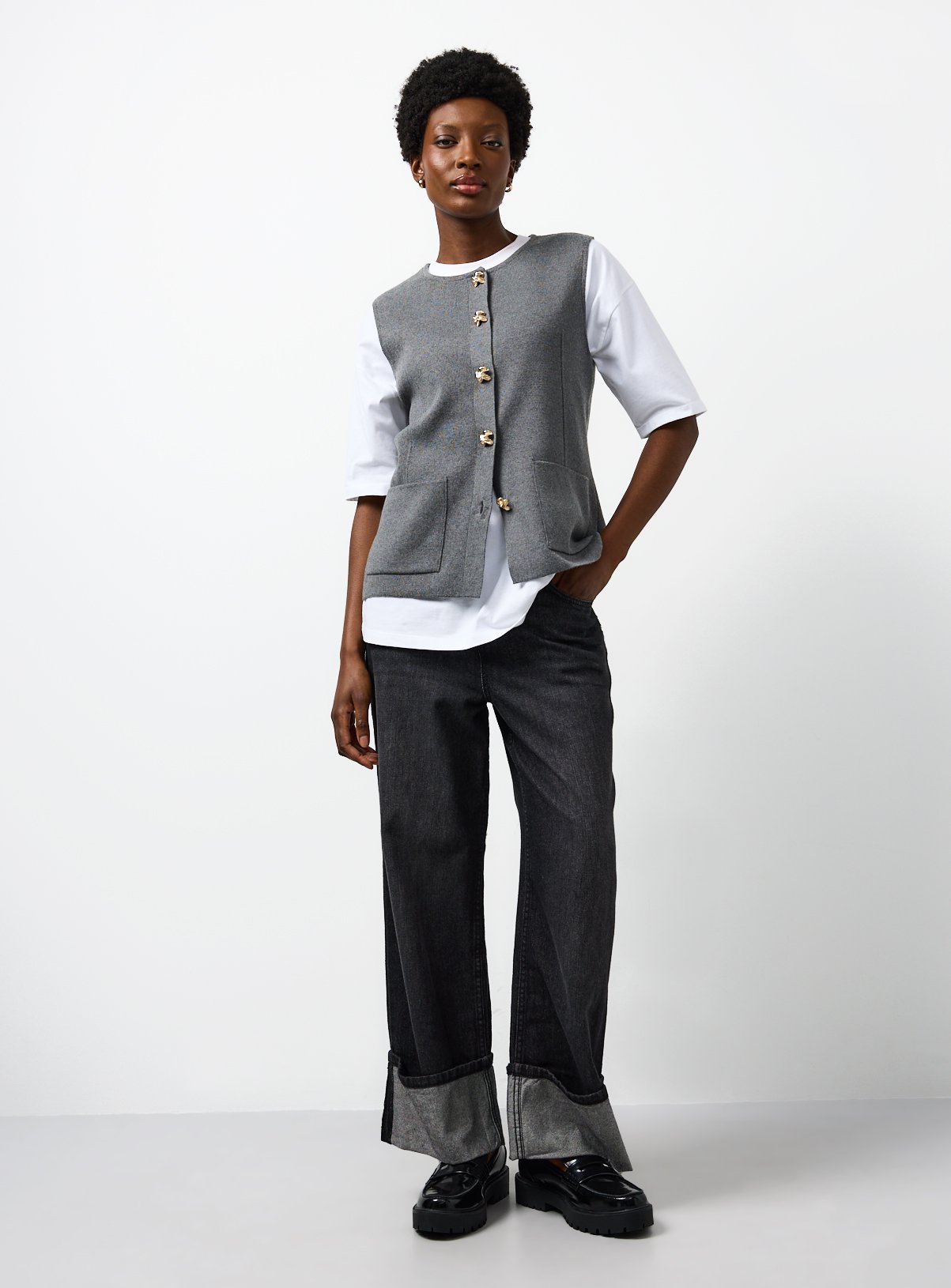 Charcoal Seam Detail Compact waistcoat 18 - Image 2 thumbnail