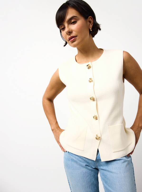Cream Seam Detail Compact waistcoat 16