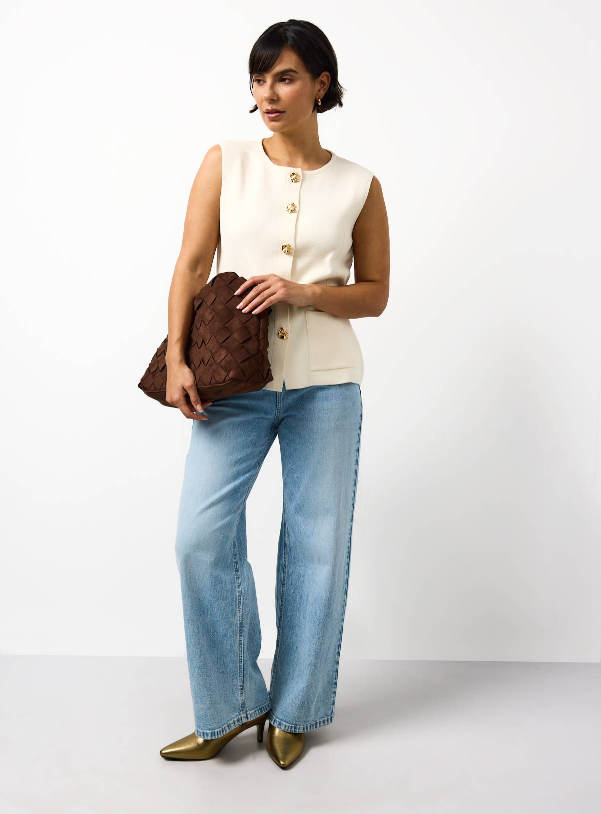 Cream Seam Detail Compact waistcoat 8 - Image 2