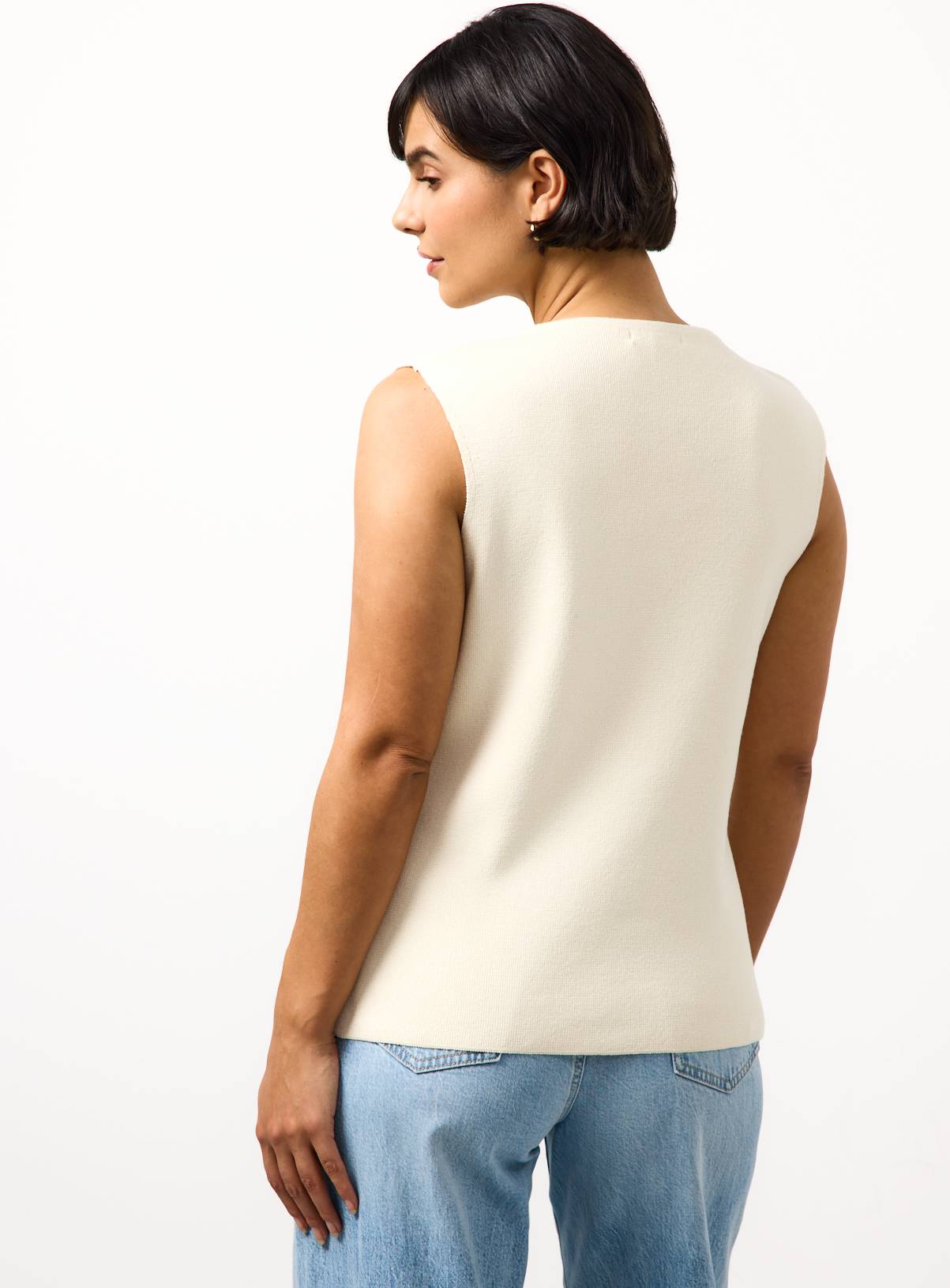 Cream Seam Detail Compact waistcoat 8 - Image 4