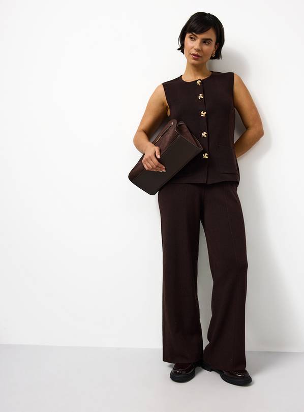 Brown Seam Detail Co-ord Wide Leg Trousers  6