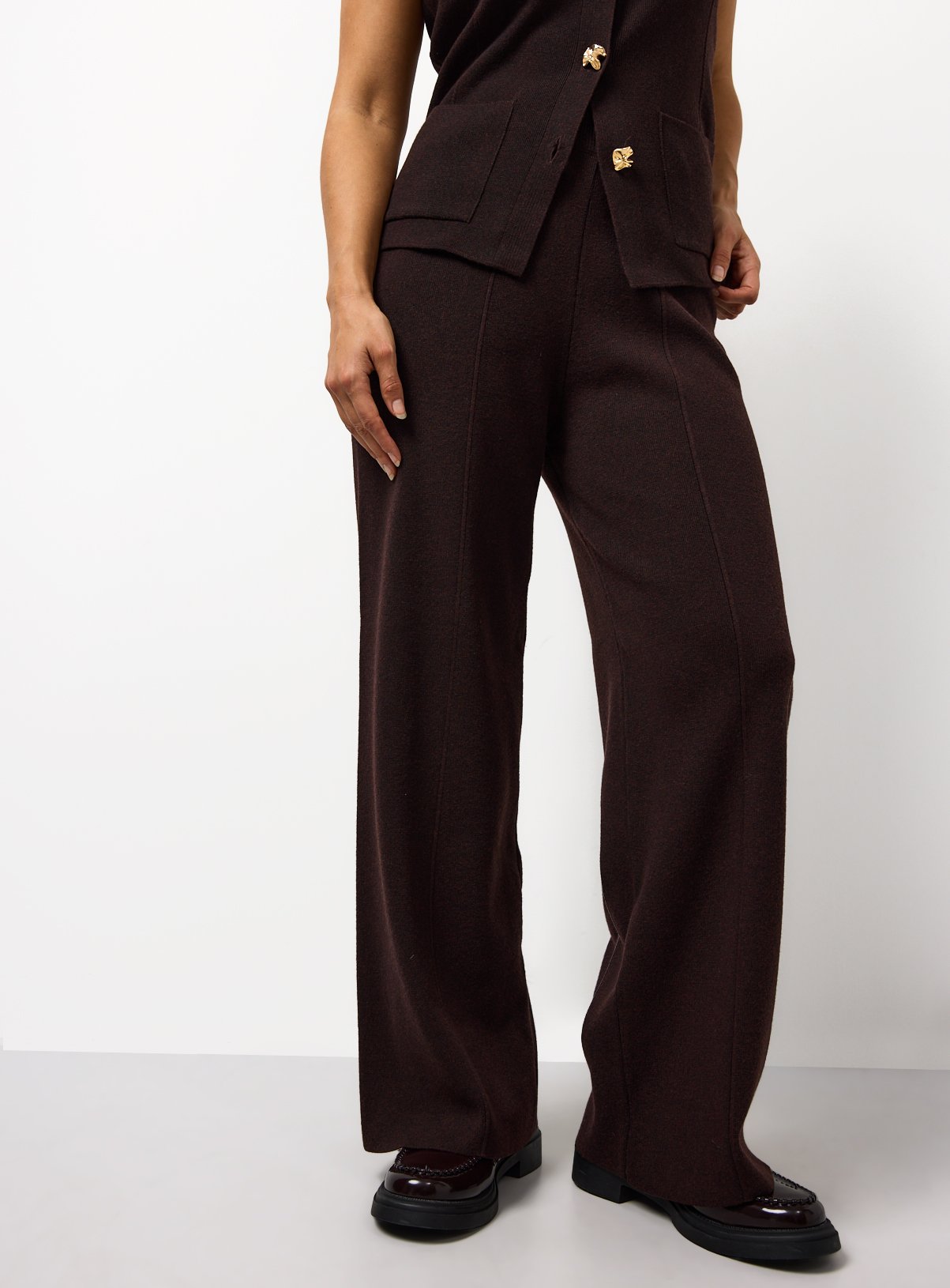 Brown Seam Detail Co-ord Wide Leg Trousers  6 - Image 3 thumbnail