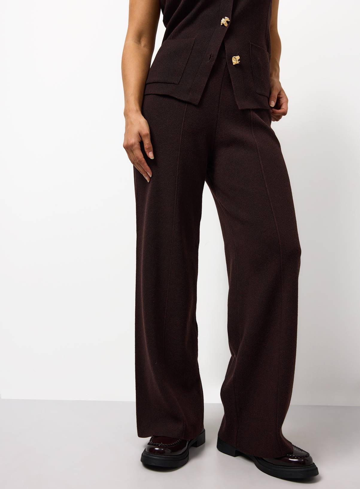 Brown Seam Detail Co-ord Wide Leg Trousers  6 - Image 3