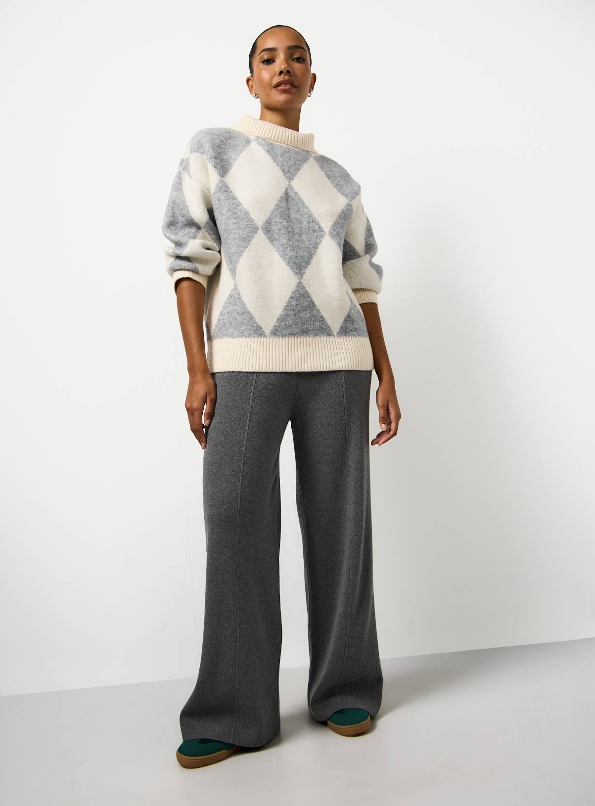 Charcoal Seam Detail Co-ord Wide Leg Trousers  10 - Image 1