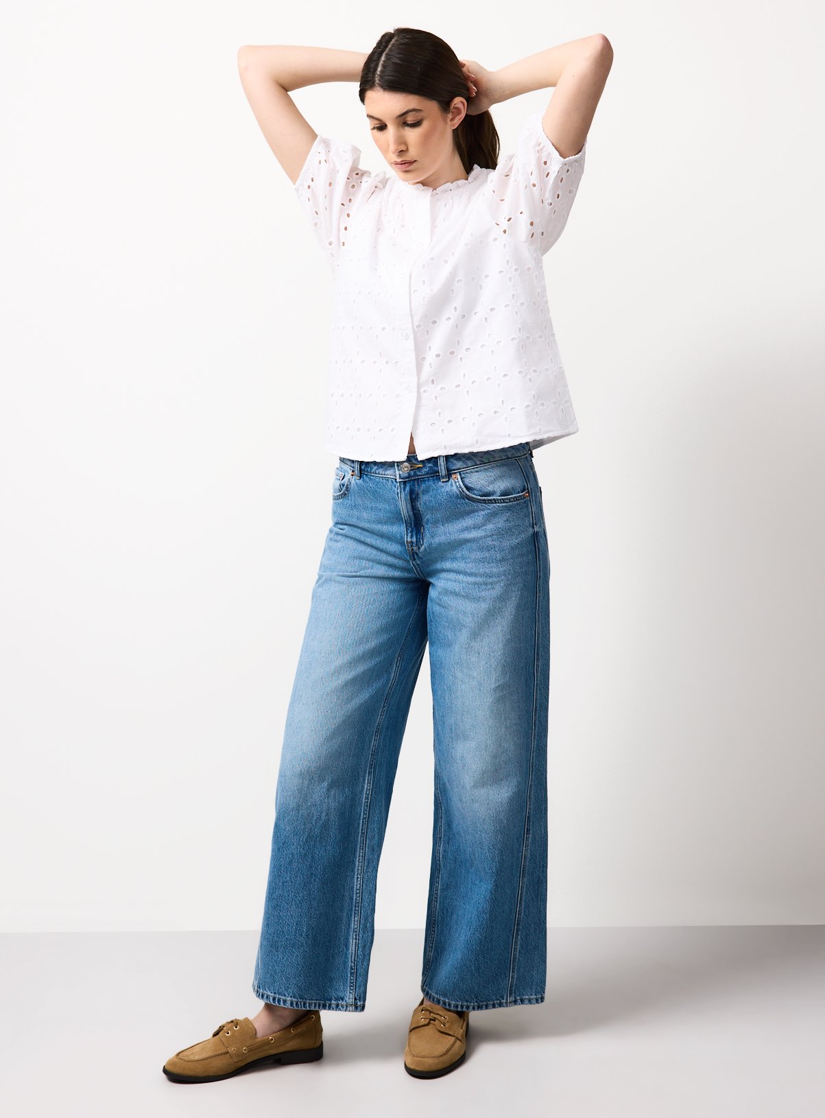 White Broderie Style Frill Collar Shirt 18 - Image 2 thumbnail