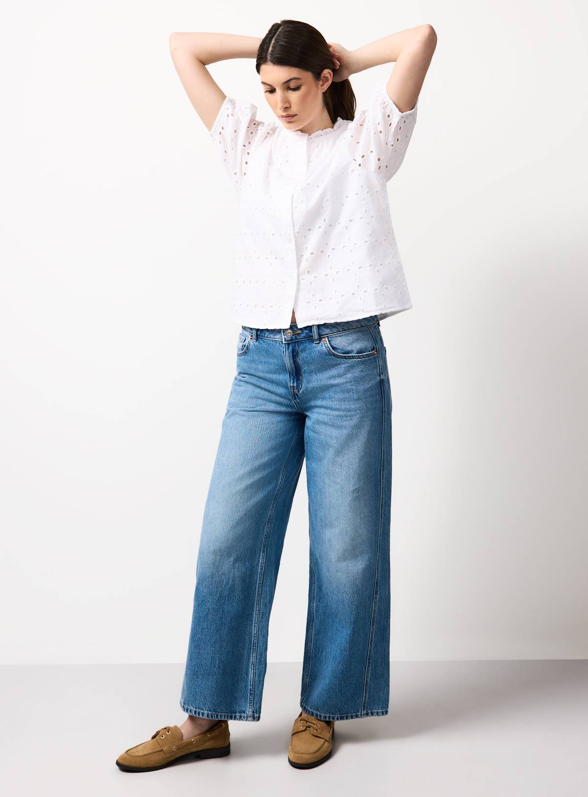 White Broderie Style Frill Collar Shirt 18 - Image 2