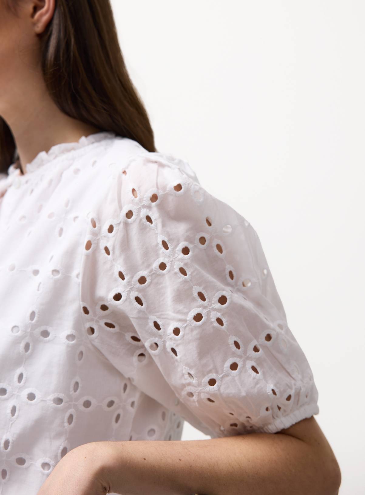 White Broderie Style Frill Collar Shirt 18 - Image 3