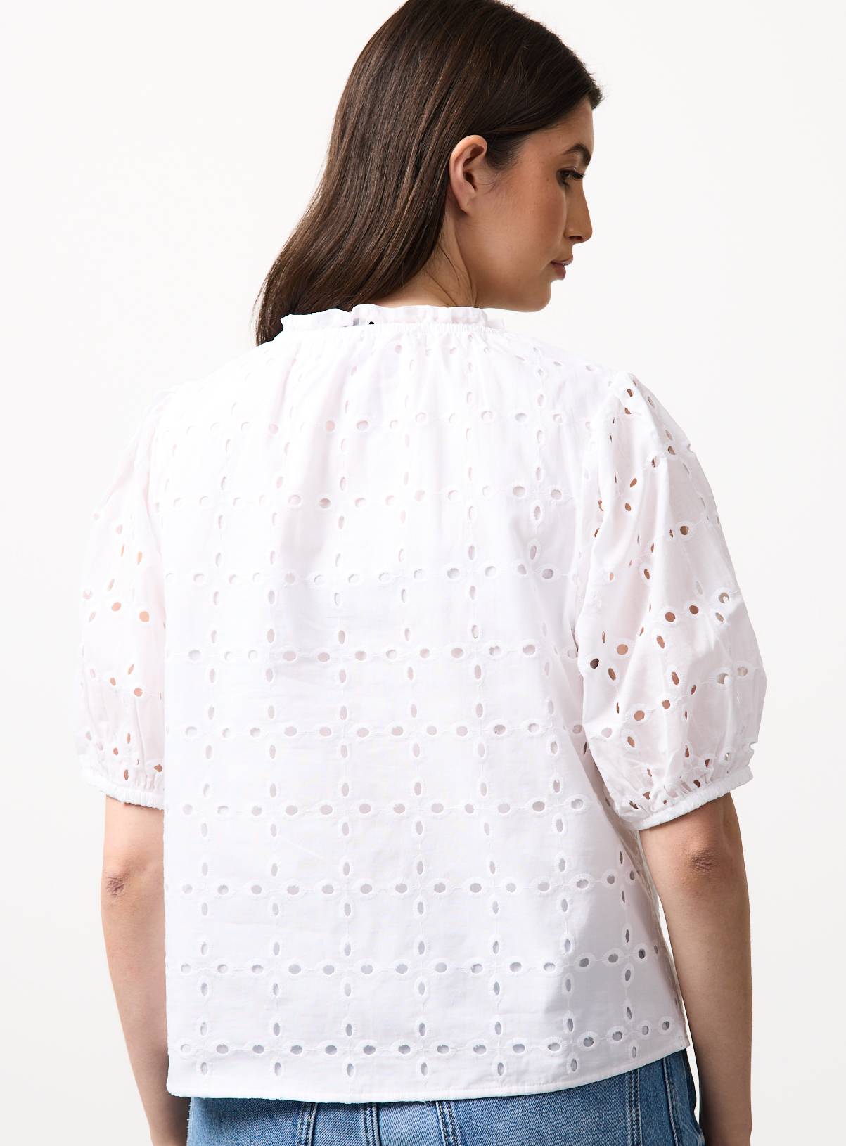 White Broderie Style Frill Collar Shirt 18 - Image 4
