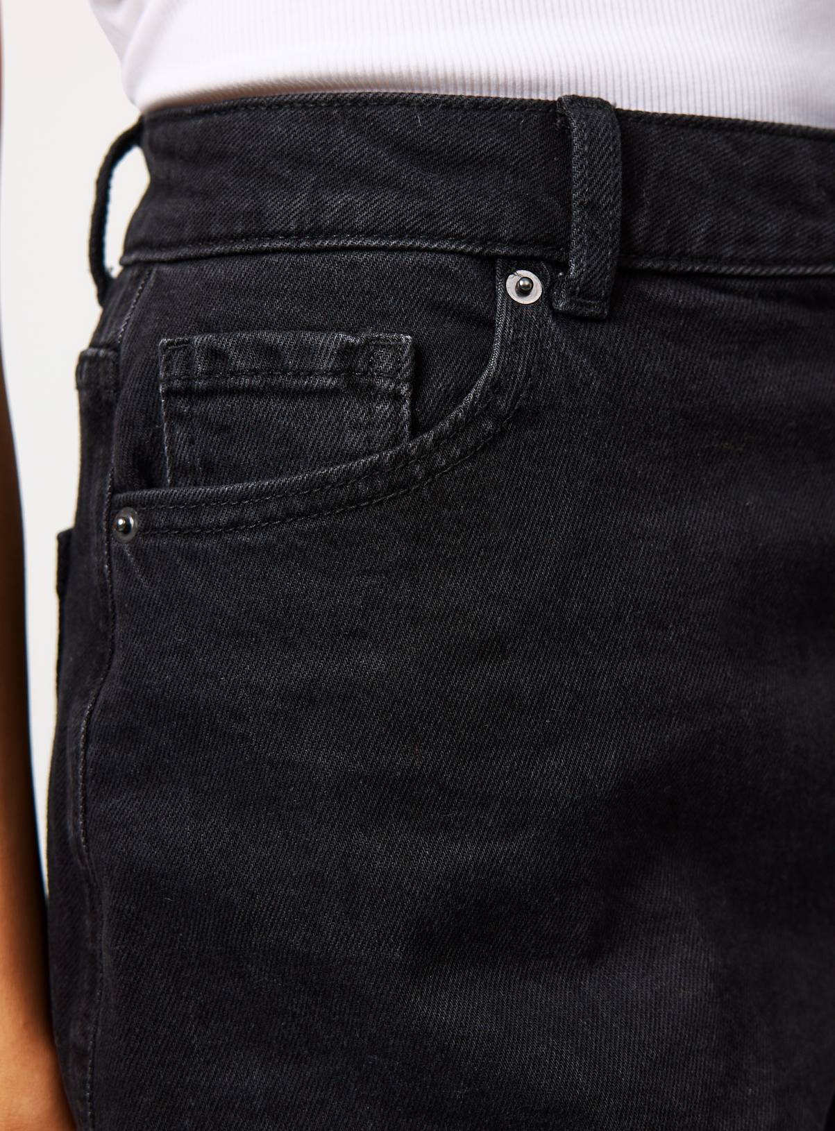 Black Washed Denim High Rise Barrel Jeans 14L - Image 2