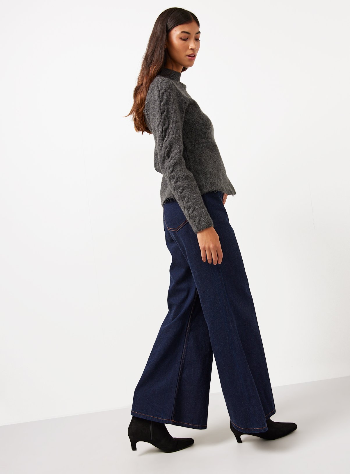 Charcoal High Neck Peplum Hem Jumper XL - Image 2 thumbnail