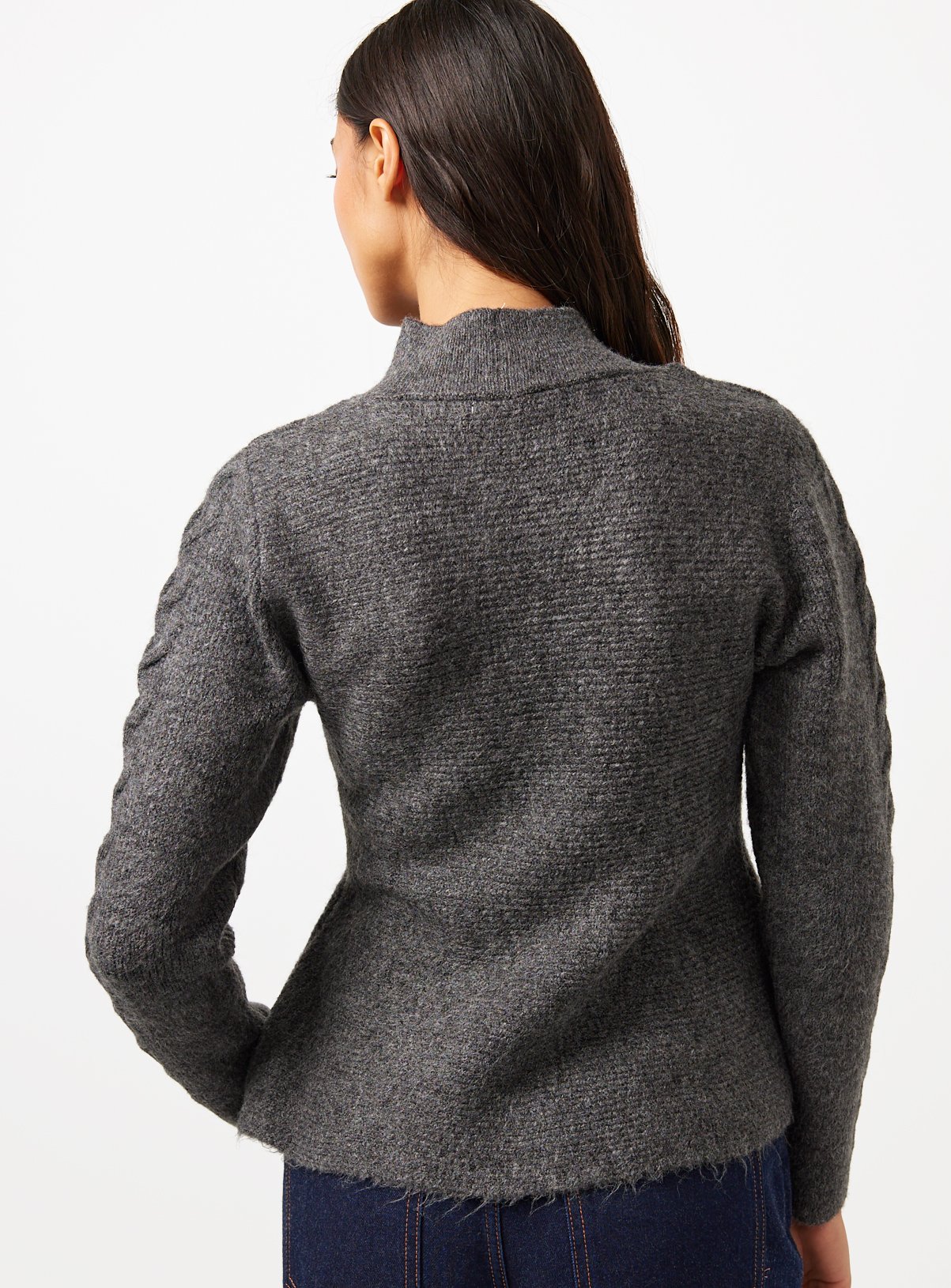 Charcoal High Neck Peplum Hem Jumper XL - Image 4 thumbnail