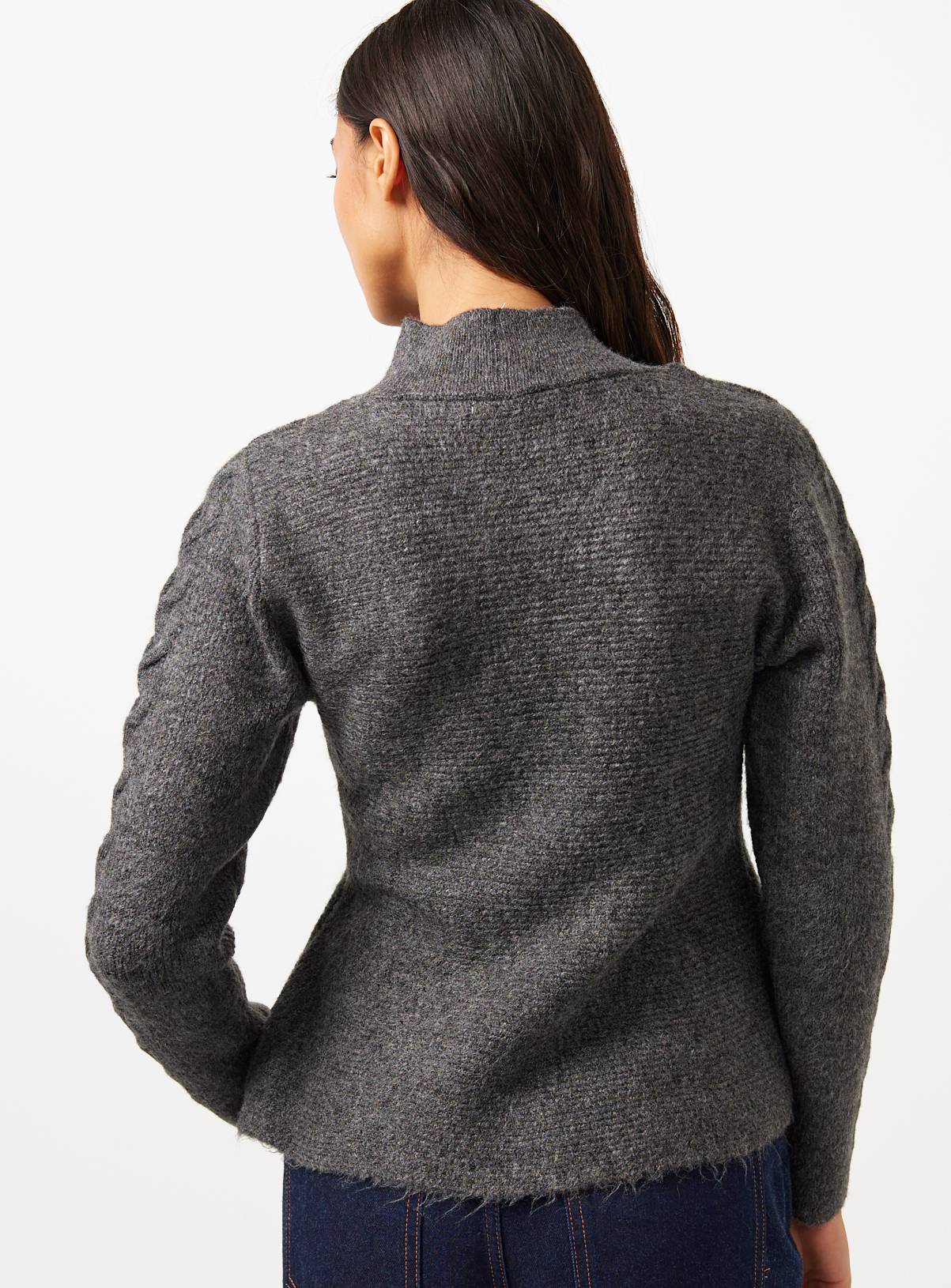 Charcoal High Neck Peplum Hem Jumper XL - Image 4