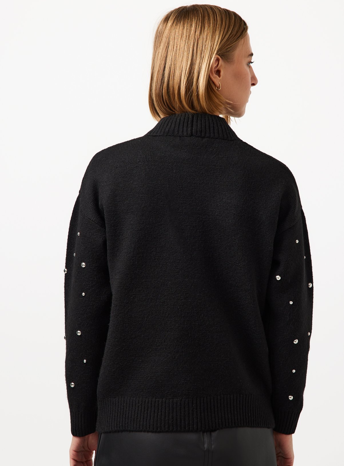 Black Mixed Stud High Neck Jumper XL - Image 4 thumbnail