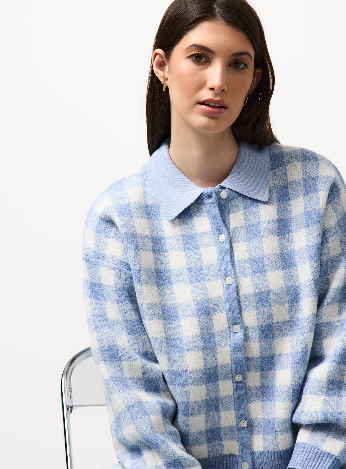 Blue Gingham Button Through Cardigan 20 - Image 2 thumbnail