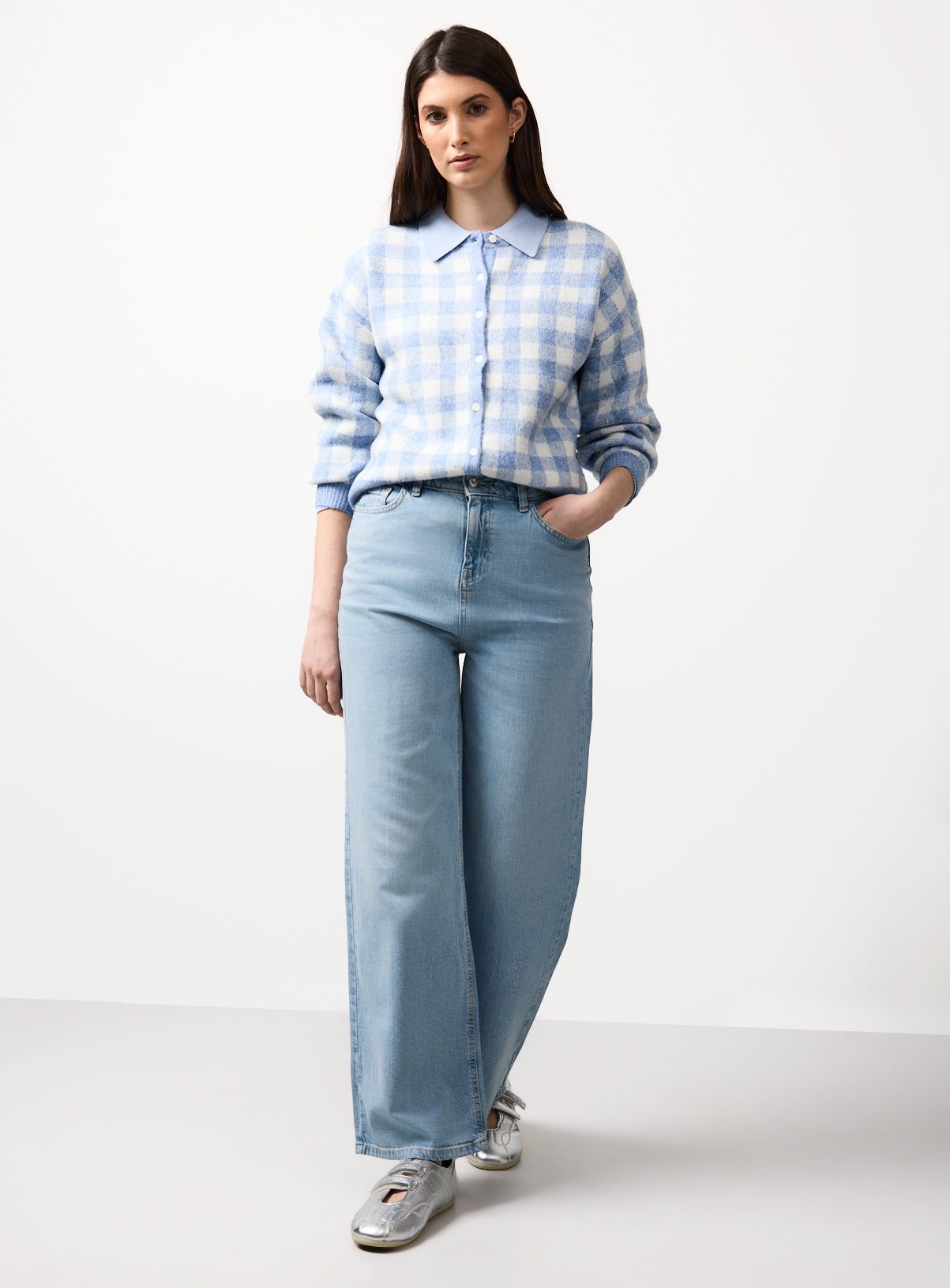 Blue Gingham Button Through Cardigan 20 - Image 3 thumbnail
