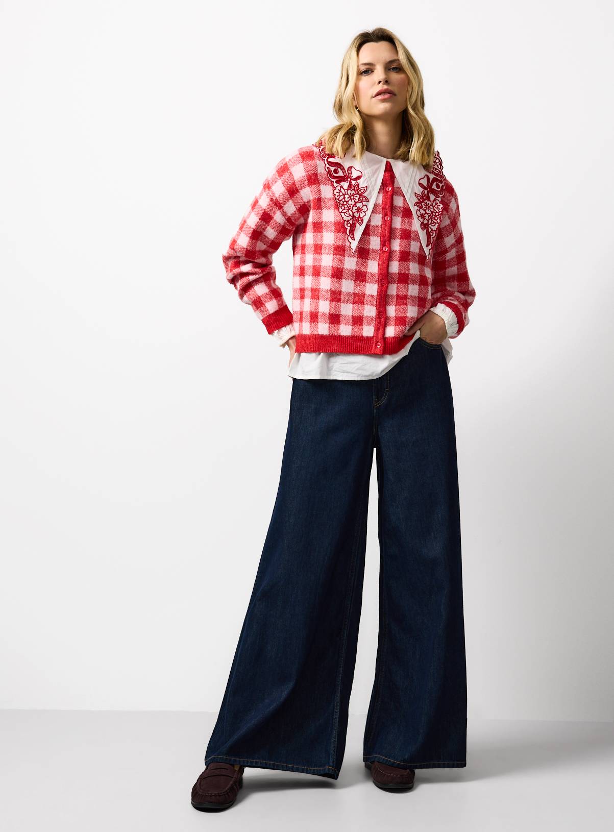 Red Gingham Button Through Cardigan 6 - Image 2