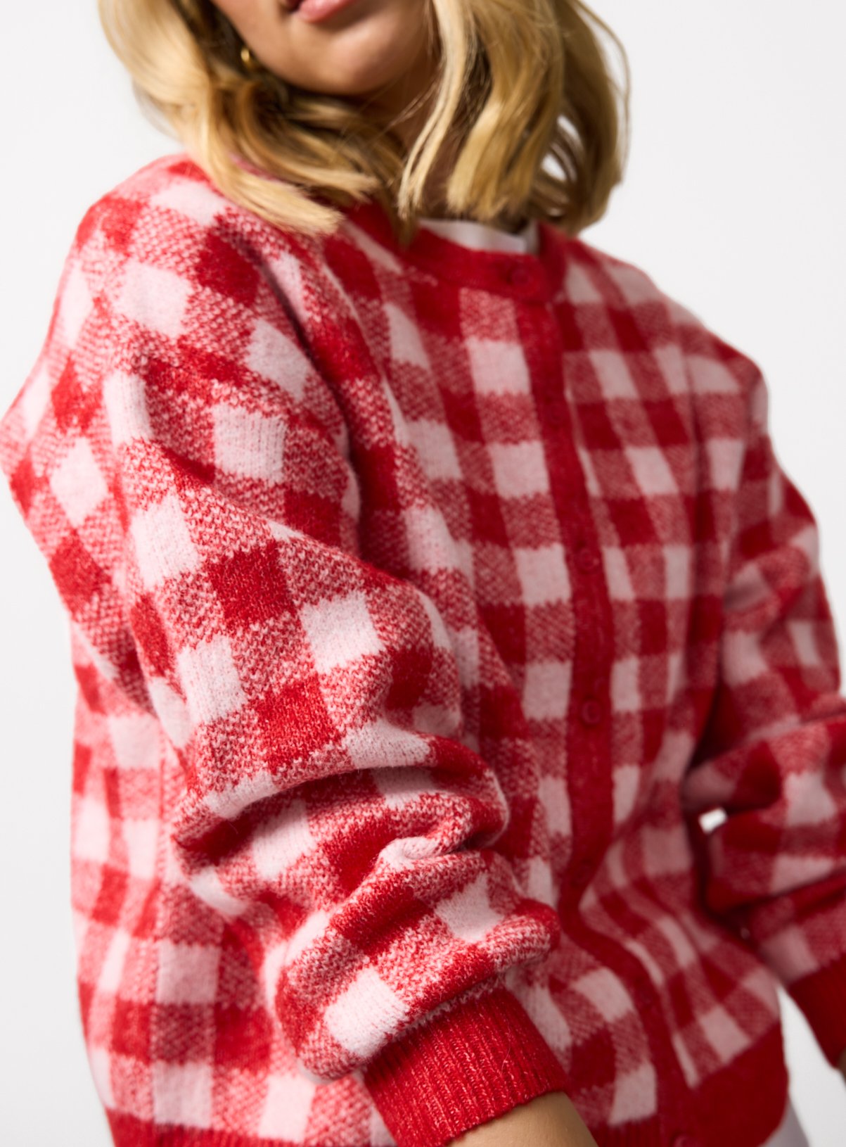 Red Gingham Button Through Cardigan 6 - Image 3 thumbnail