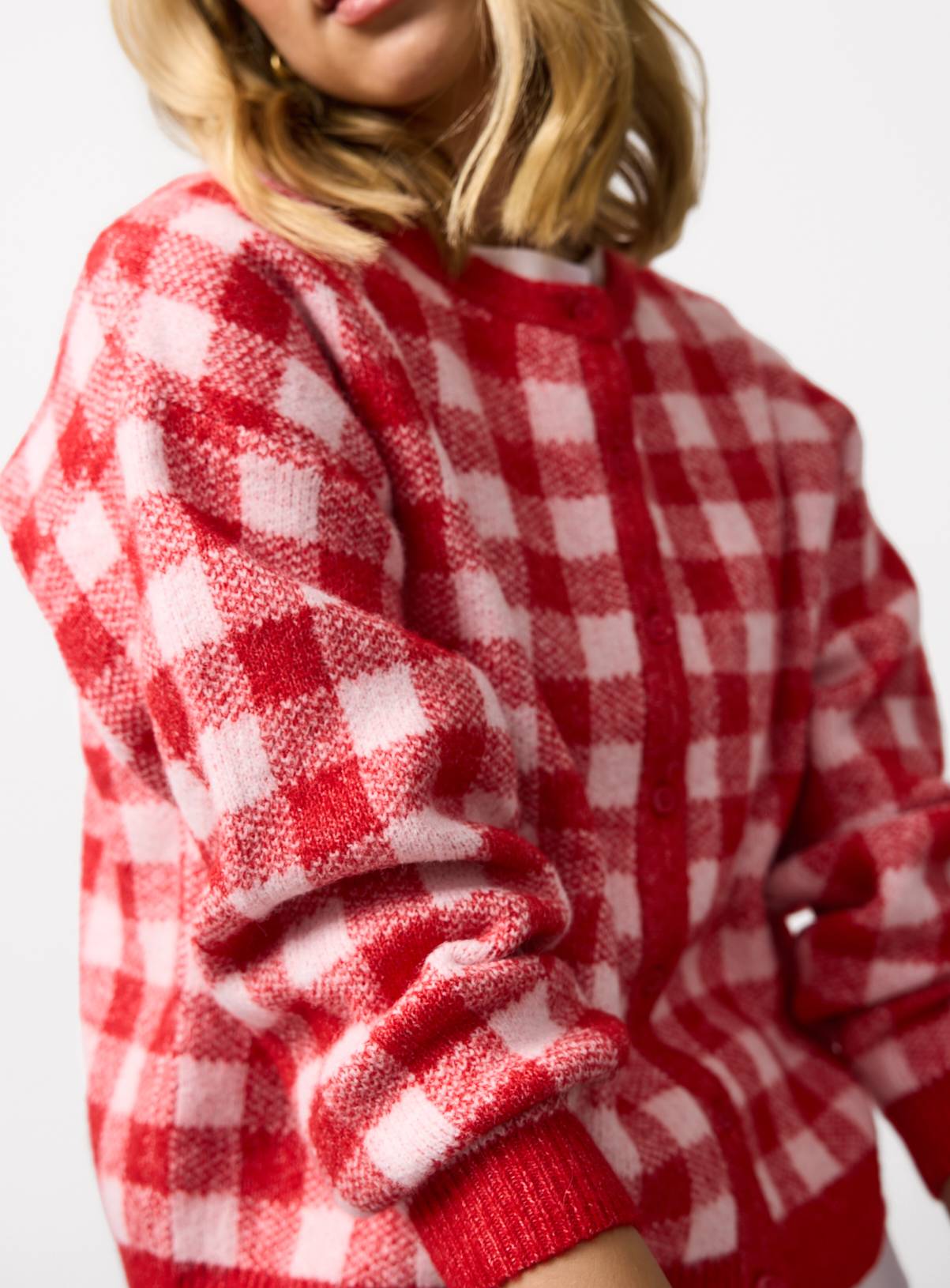 Red Gingham Button Through Cardigan 6 - Image 3