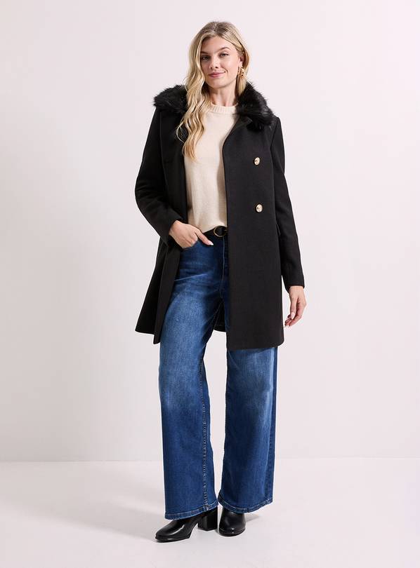 DOROTHY PERKINS Faux Fur Collar Dolly Coat 16