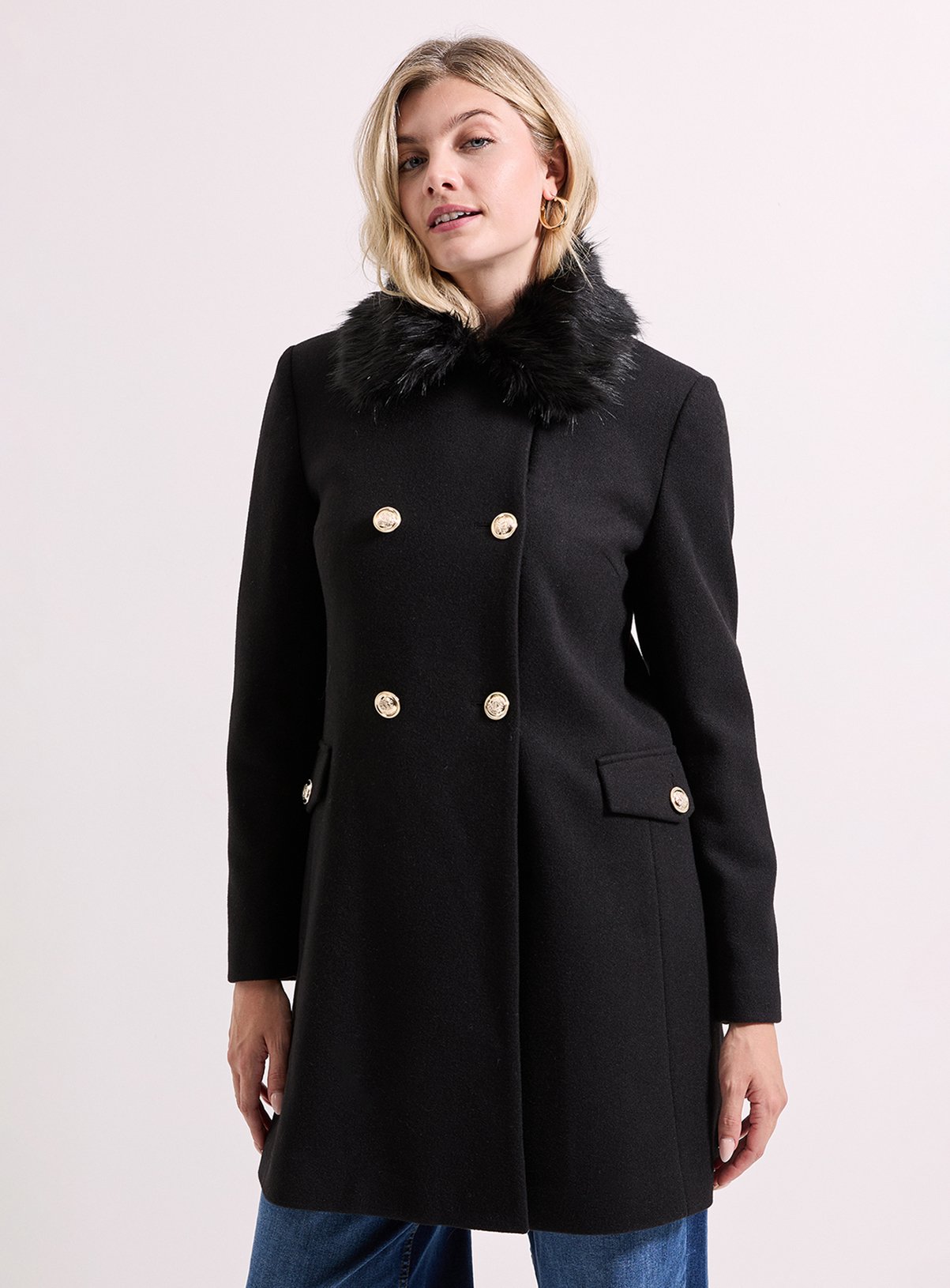 DOROTHY PERKINS Faux Fur Collar Dolly Coat 12 - Image 2 thumbnail