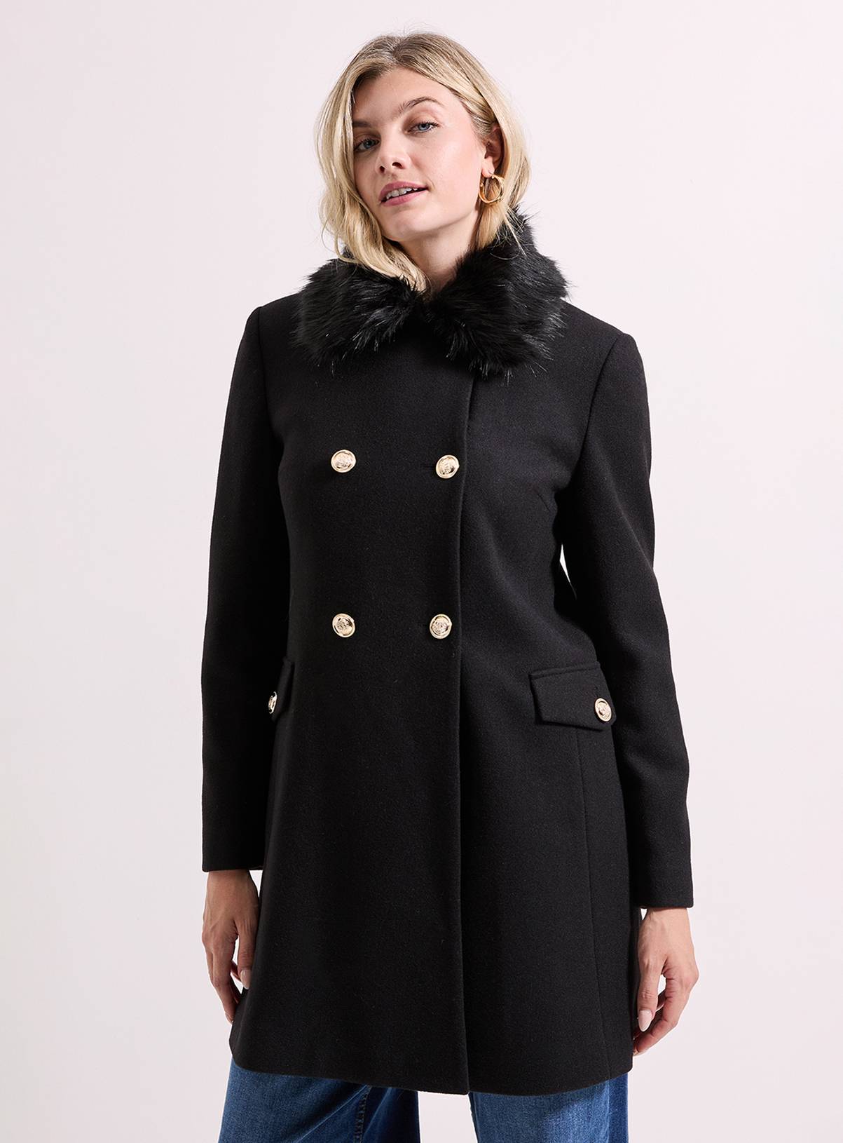 DOROTHY PERKINS Faux Fur Collar Dolly Coat 12 - Image 2