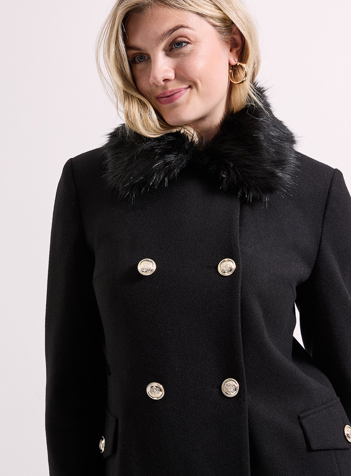 DOROTHY PERKINS Faux Fur Collar Dolly Coat 12 - Image 4 thumbnail