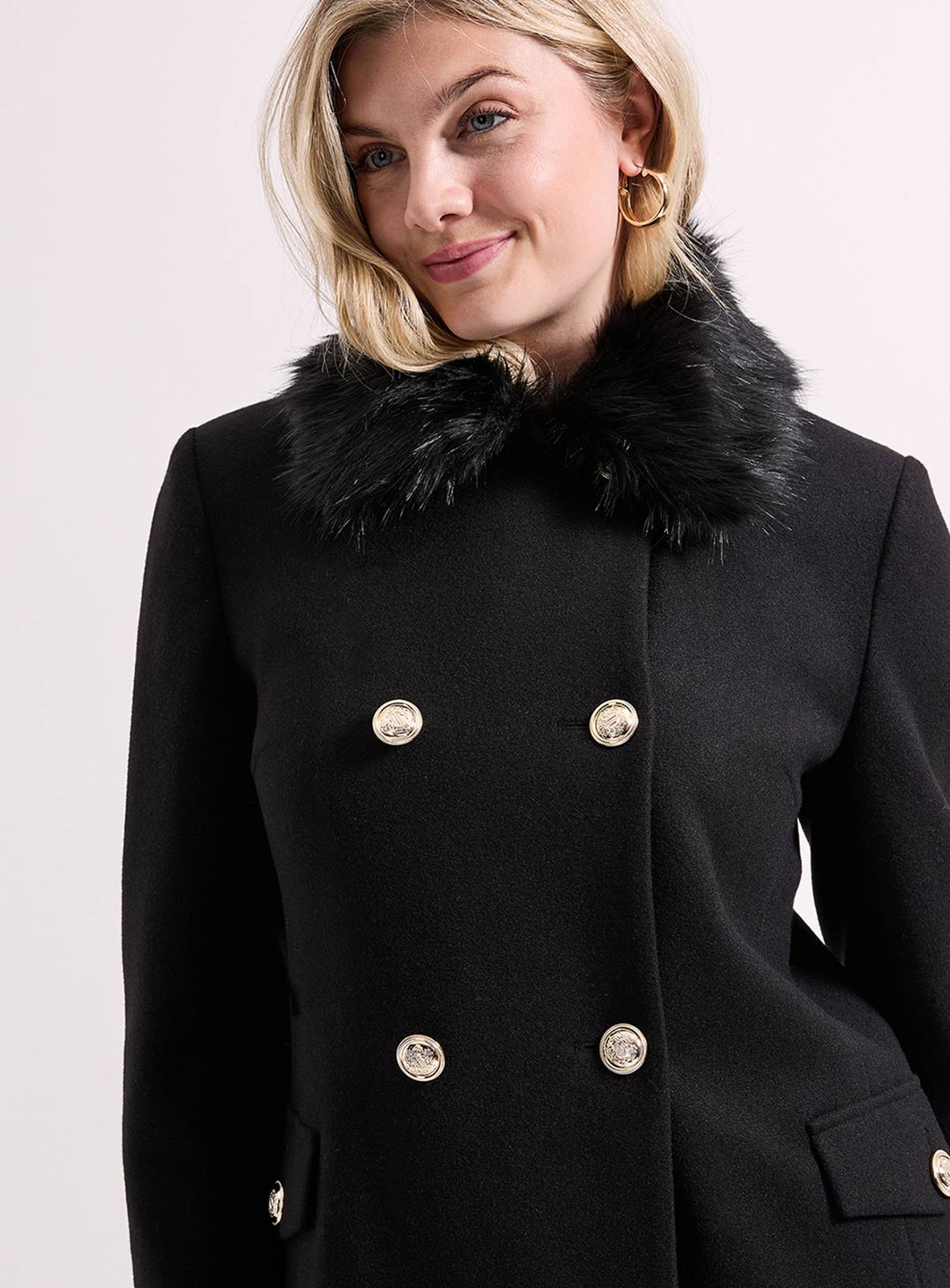 DOROTHY PERKINS Faux Fur Collar Dolly Coat 12 - Image 4