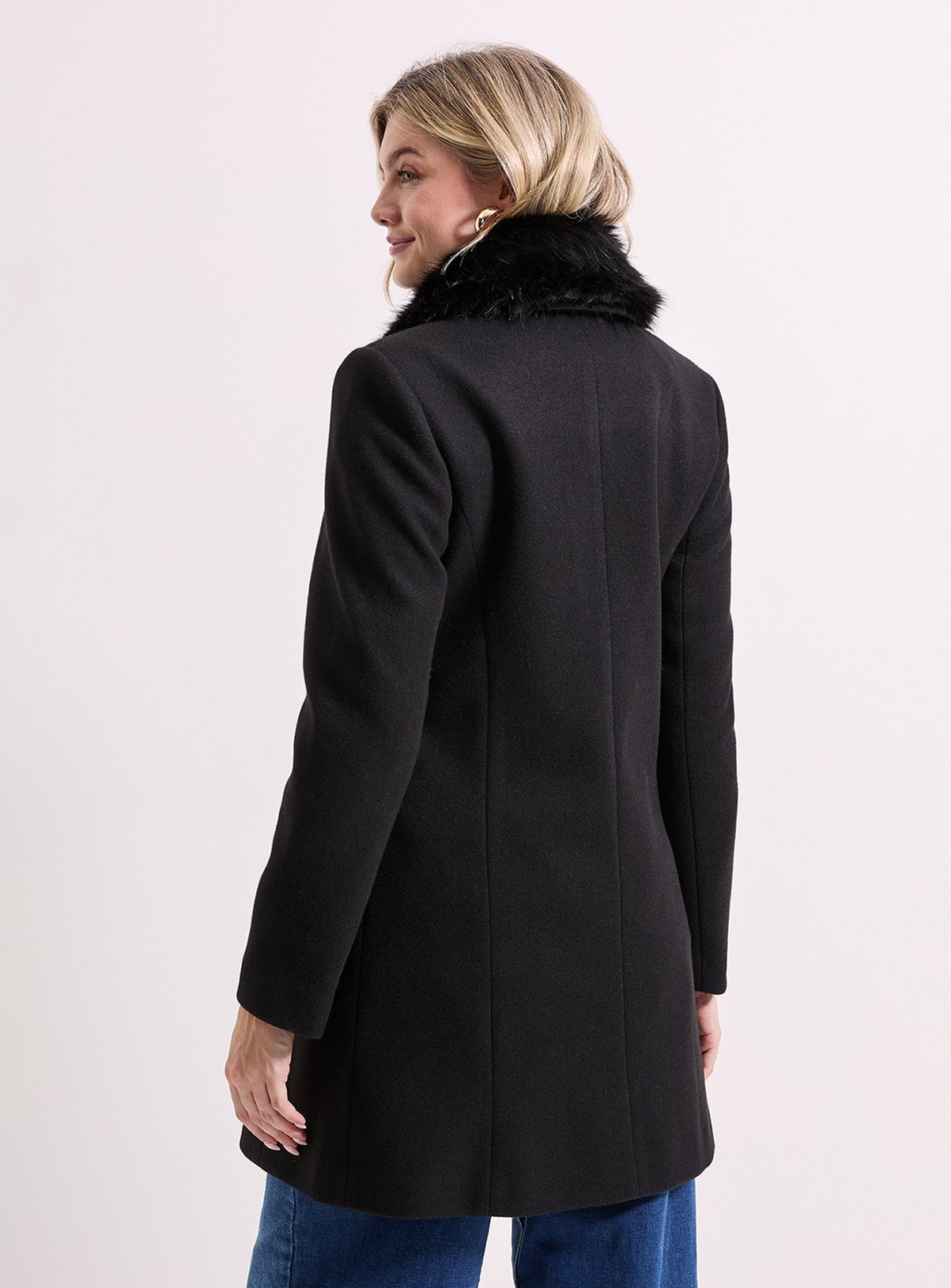 DOROTHY PERKINS Faux Fur Collar Dolly Coat 12 - Image 5 thumbnail