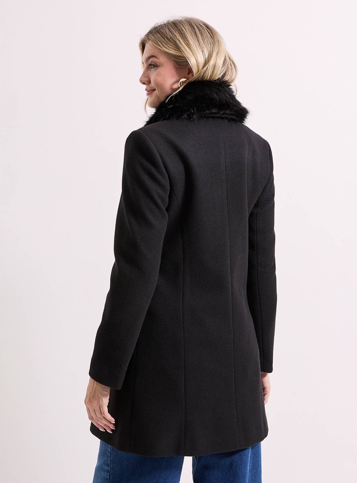 DOROTHY PERKINS Faux Fur Collar Dolly Coat 12 - Image 5