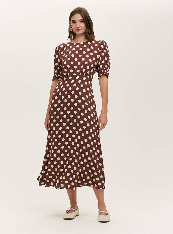 FINERY Mela Spot Dress Brown Spot 14